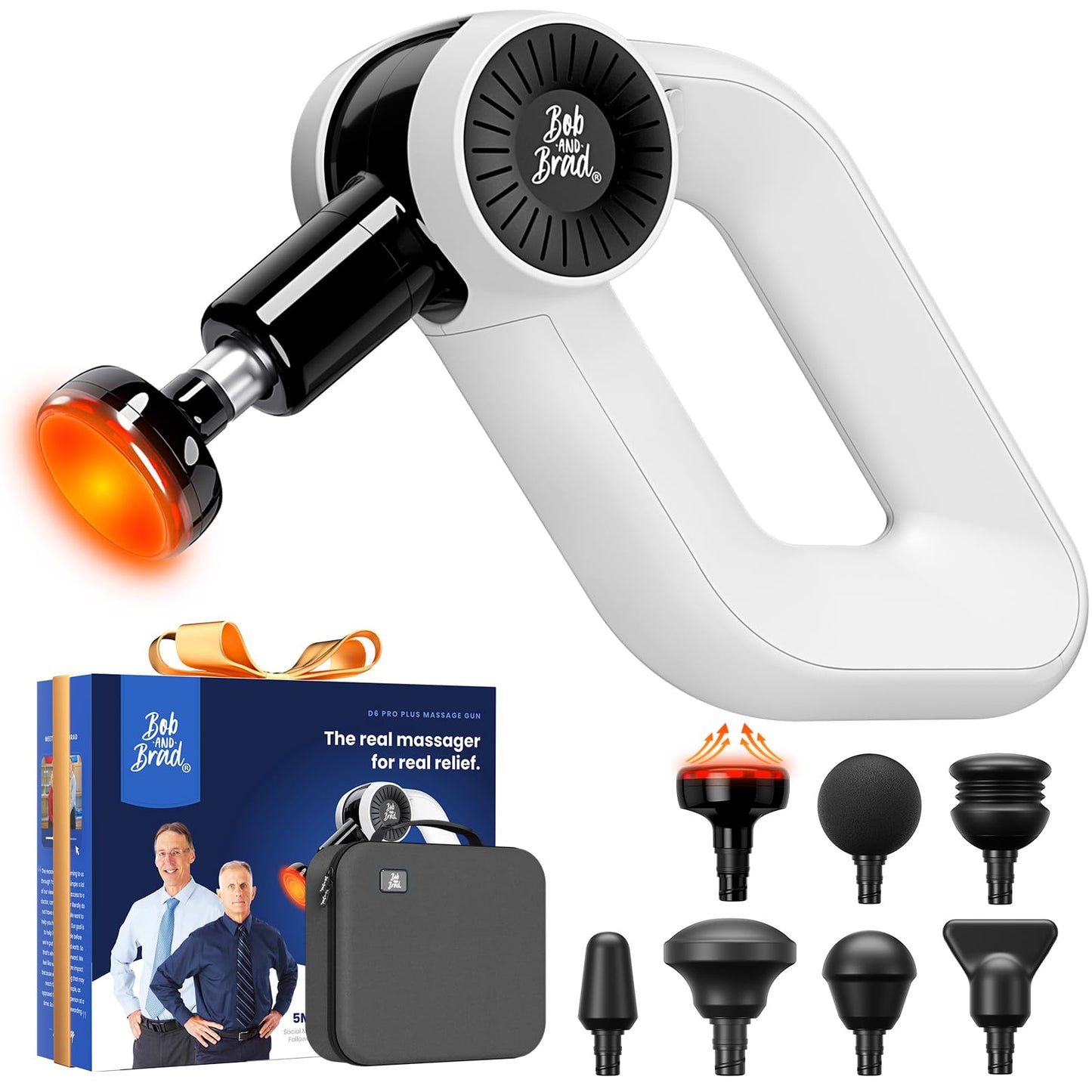 BOB AND BRAD D6 Pro Max+ Massage Gun with Heat and Cold, Powerful Deep Tissue Percussion Massager with 16mm Amplitude, Professional Muscle Massager Gun for Athletes, Quiet Electric Handheld Massager