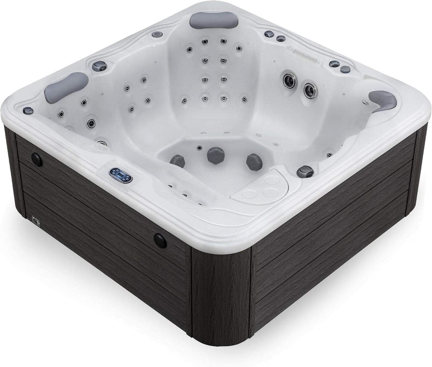 Destination Outdoor Hot Tub, 5-Person 59-Jet 80-Port 4-Pump Lounger Spa with Waterfall Arch and Bluetooth Stereo by Aqualife by Strong Spas
