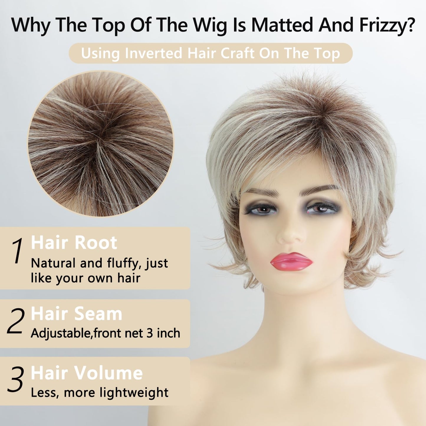 TISHINING Short Grey Curly Wigs for White Women Layered Silver Gray Pixie Cut Synthetic Full Wig with Bangs Natural Looking Daily Party Wigs for Older Women