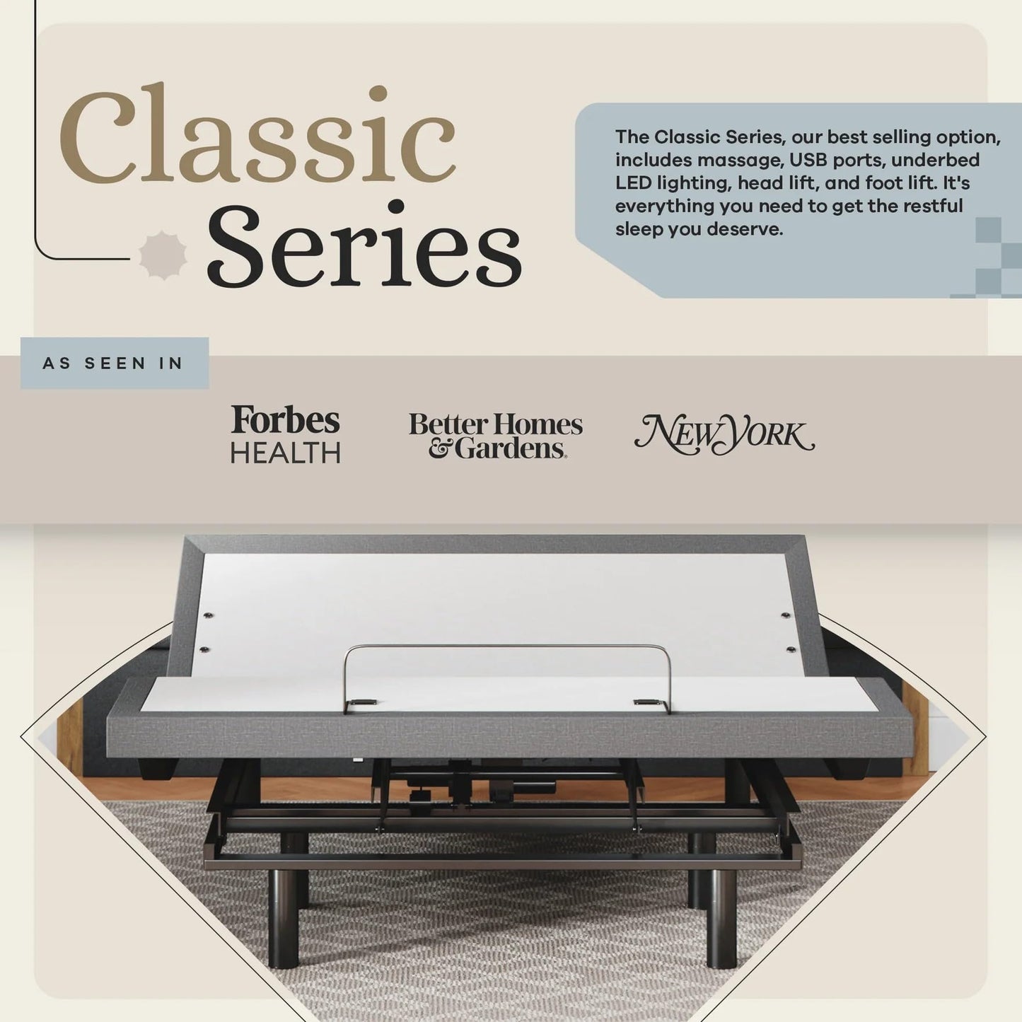 Sven & Son Classic Adjustable Bed Base, Head and Foot Lift, Massage, Under-Bed Lights, USB, Gel Memory, Zero Gravity Smart Frame - Full + 10 inch Memory Foam Matt (Firm)