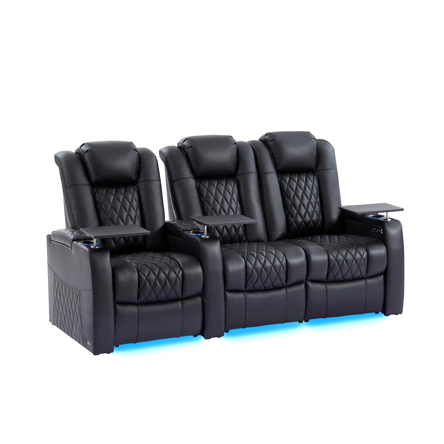 comfiroom Top-Grain Leather Home Theater Seating, Dual-Motor Power Recliner | Classic Series Black Zero Gravity Motorized Theater Chair with USB-C Charging, Adjustable Headrest, Tray Table, Row of 1
