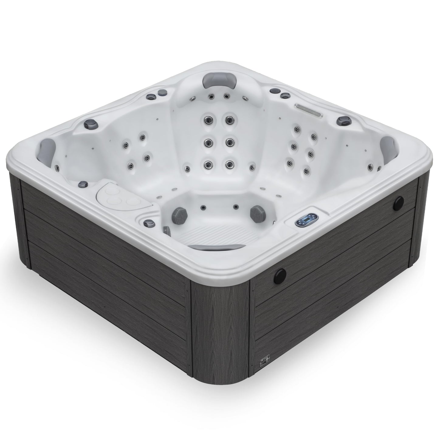 Destination Outdoor Hot Tub, 5-Person 59-Jet 80-Port 4-Pump Lounger Spa with Waterfall Arch and Bluetooth Stereo by Aqualife by Strong Spas