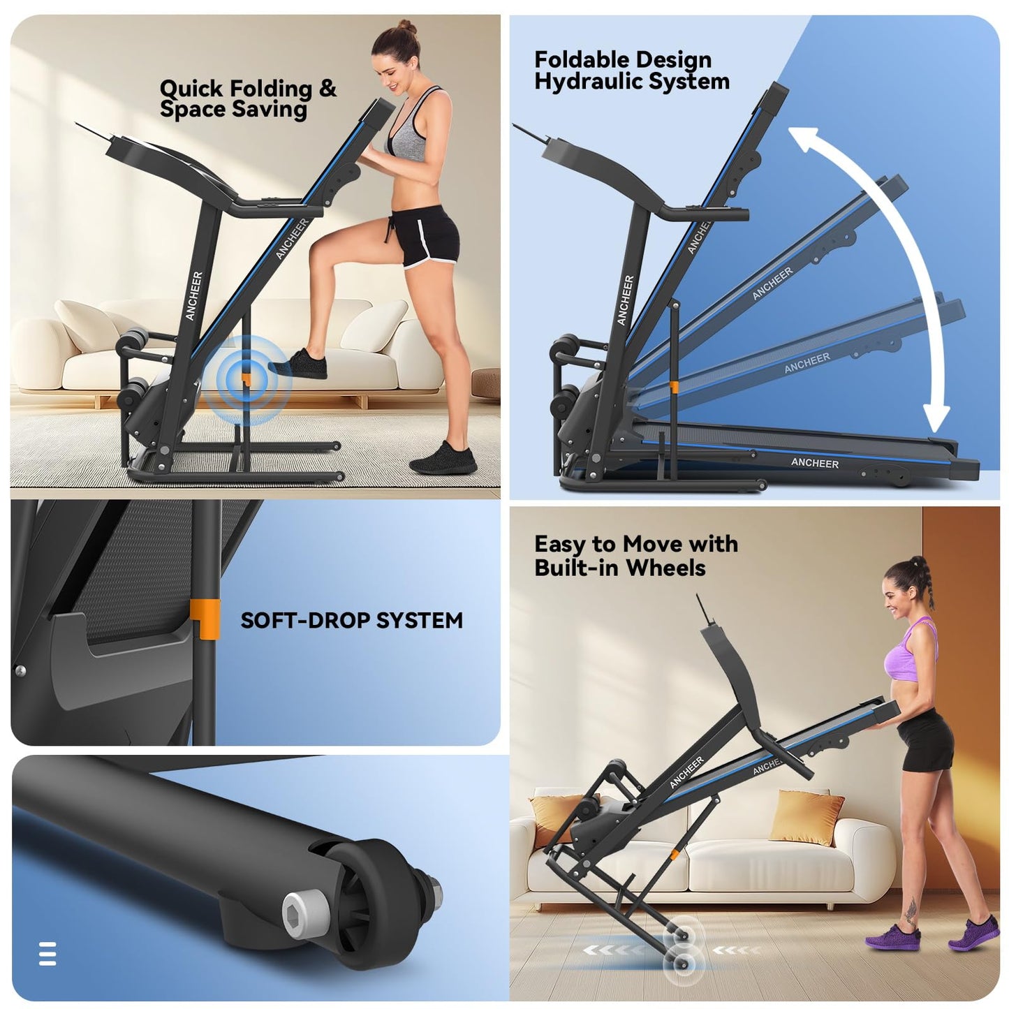 Smart Treadmill with Sit Up, Foldable Treadmills for Home with Incline | 2026 Upgraded 3.5HP Portable Treadmill 350lbs Capacity, Multifunction Home Gym Equipment, Body Fat & Heart Rate Monitor