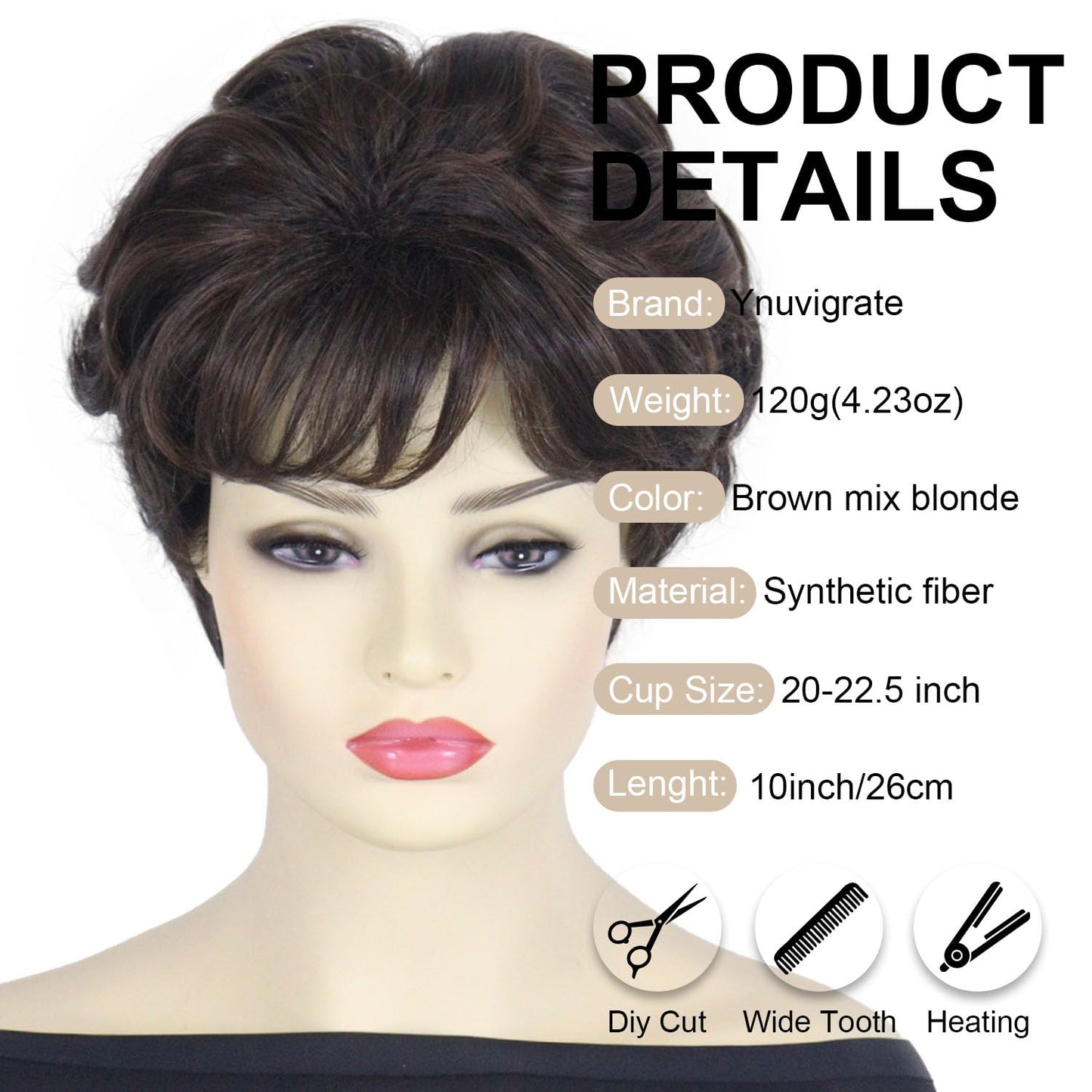 Women's Short Curly Silve Gray Wig Old Lady Hair | Fluffy Short Natual Wave Grey Hair Wigs for White Women Grandma Synthetic Daily Halloween Cosplay Party Wig Easy Care