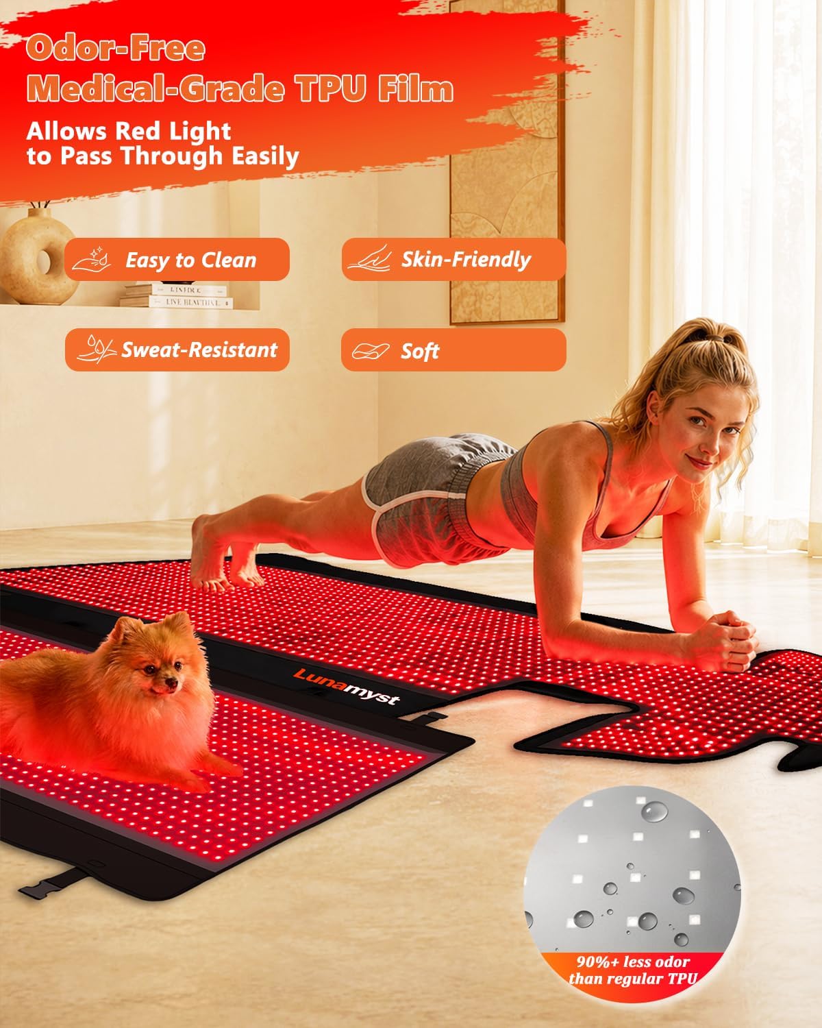 Red Light Therapy Mat Full Body 87.4" x 33", 2874 LEDs, 660/850nm | FSA&HSA Eligible, skin-friendly TPU surface, 2874 3-in-1 LED chips for back, legs, joints and daily wellness routines