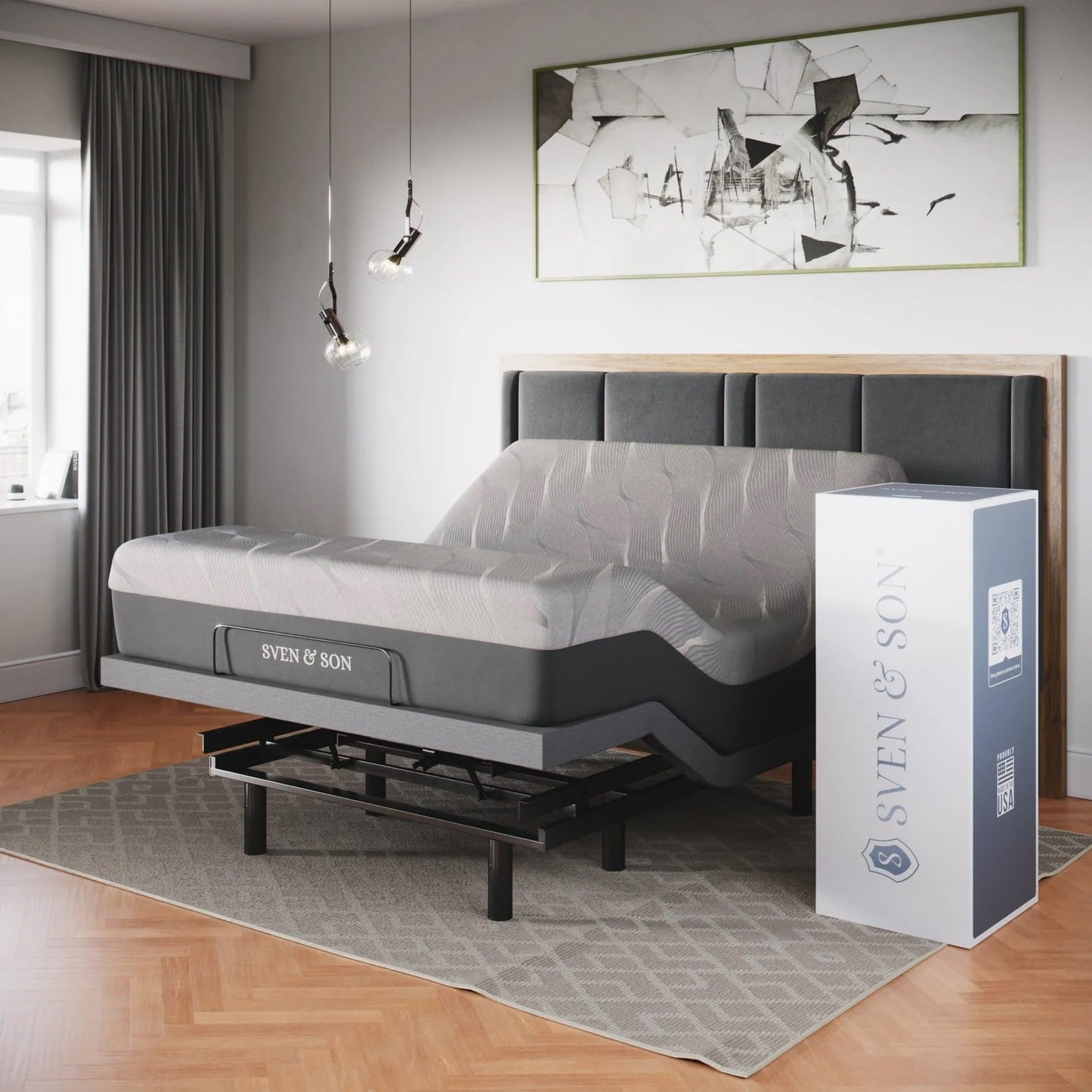Sven & Son Classic Adjustable Bed Base, Head and Foot Lift, Massage, Under-Bed Lights, USB, Gel Memory, Zero Gravity Smart Frame - Full + 10 inch Memory Foam Matt (Firm)
