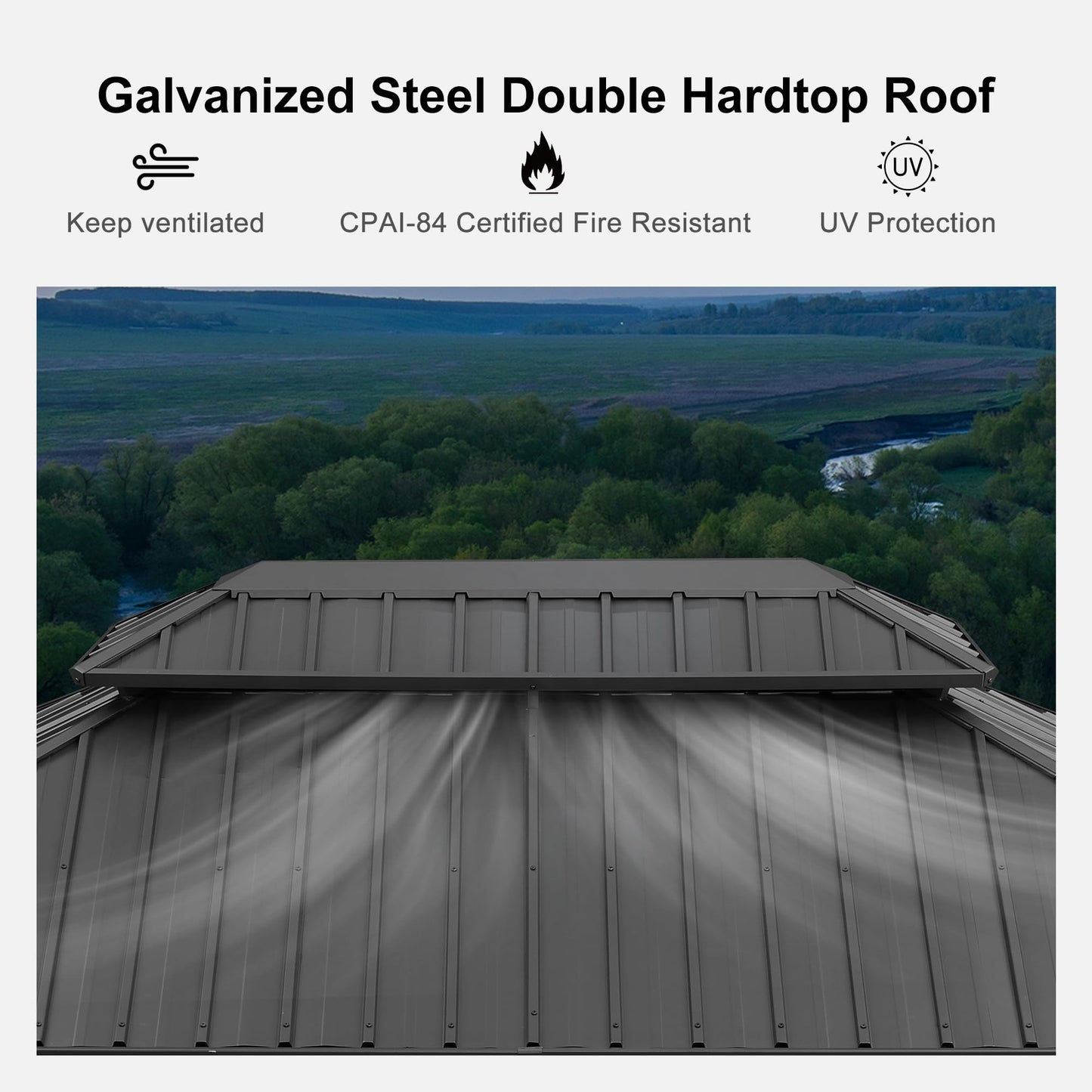 PURPLE LEAF Large Gazebo 12' X 24' with Galvanized Steel, Gray | 4.7" Thick Post, Built in Drainage, Windproof Cool Breeze, Snowproof & Rustproof, 260 GSM Textilene Netting, Fit Any Yard