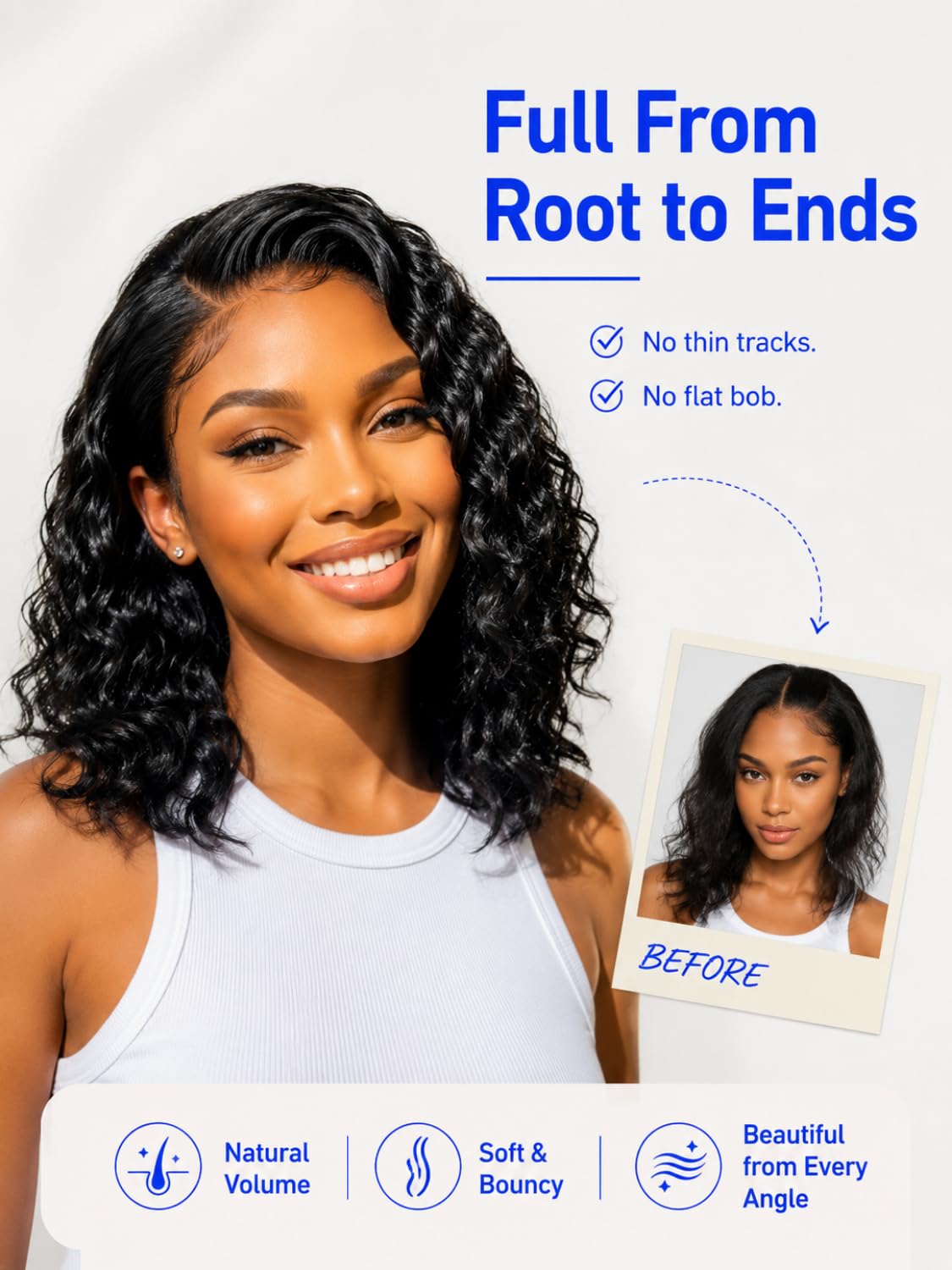 Nadula 13x4 HD Ombre Brown Wavy Bob Drawstring Wig Human Hair with Blonde Face Framing Layers Bangs,Pre Everything Glueless No Slip Wig Pre Plucked Ready to Wear Short Highlight Wavy Bob Wig 10inch