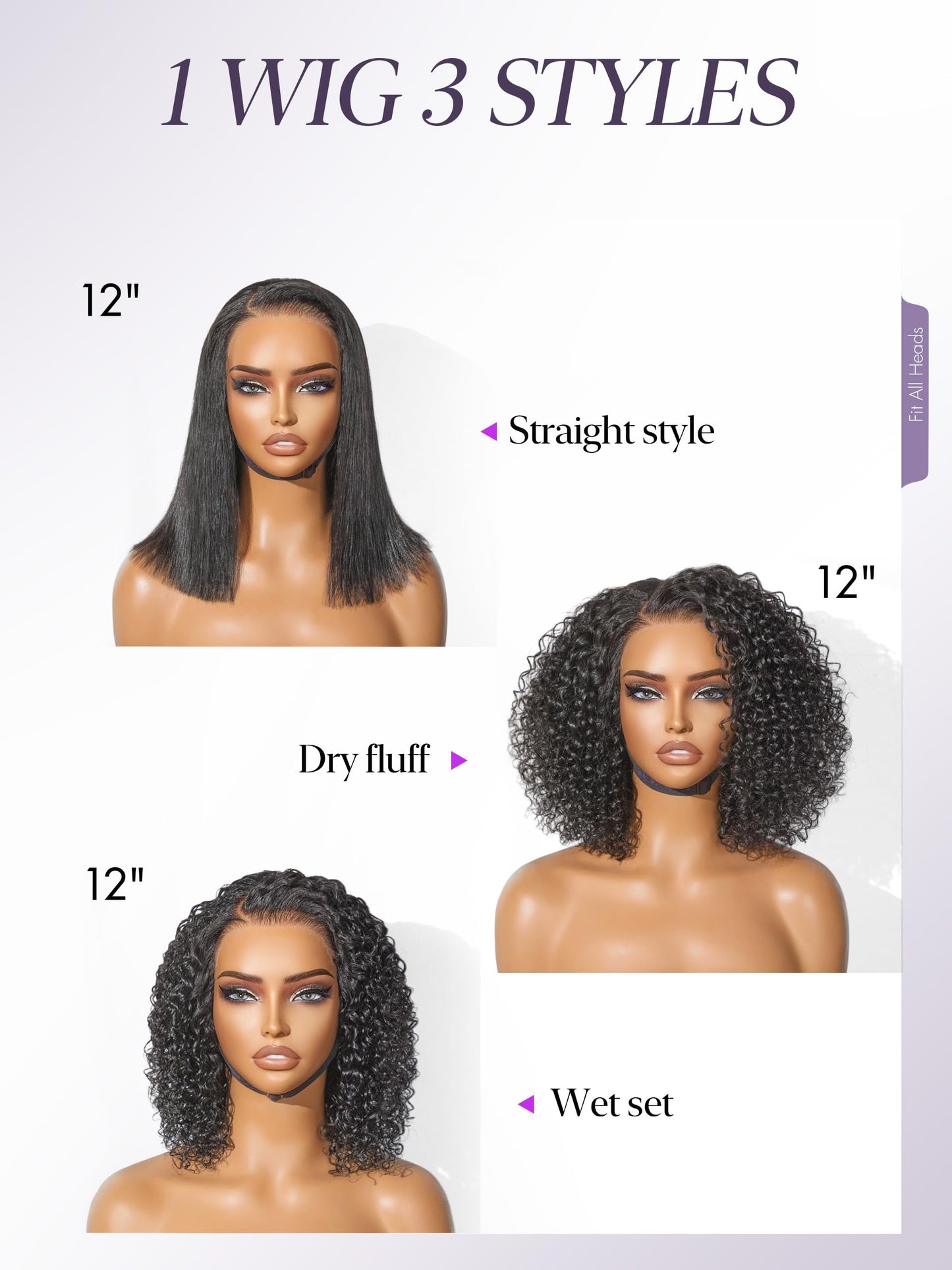 LUVME HAIR 12" Curly Bob Glueless with Blonde Highlights Wigs Human Hair | Without Spray Wigs Pre Plucked Pre Cut Undetectable HD Lace No-Glue Need Protective Wig Short Ready to Go Wig 180 Density