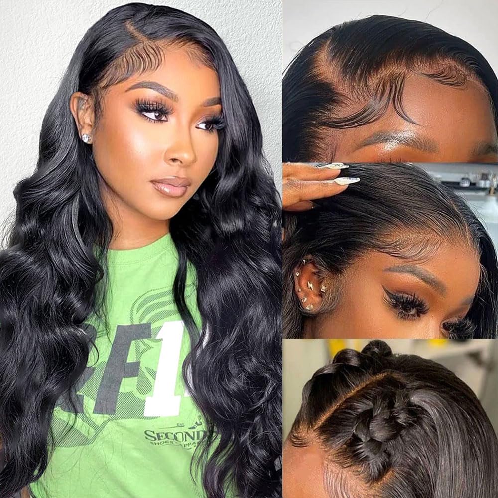 miear 360 Drawstring Lace Front Wigs Human Hair 4/27 Highlight Ombre Wig | 360 HD Full Lace Frontal Wig Body Wave Lace Front Wig Pre Plucked for Black Women 180% Density Honey Blonde Color 28inch