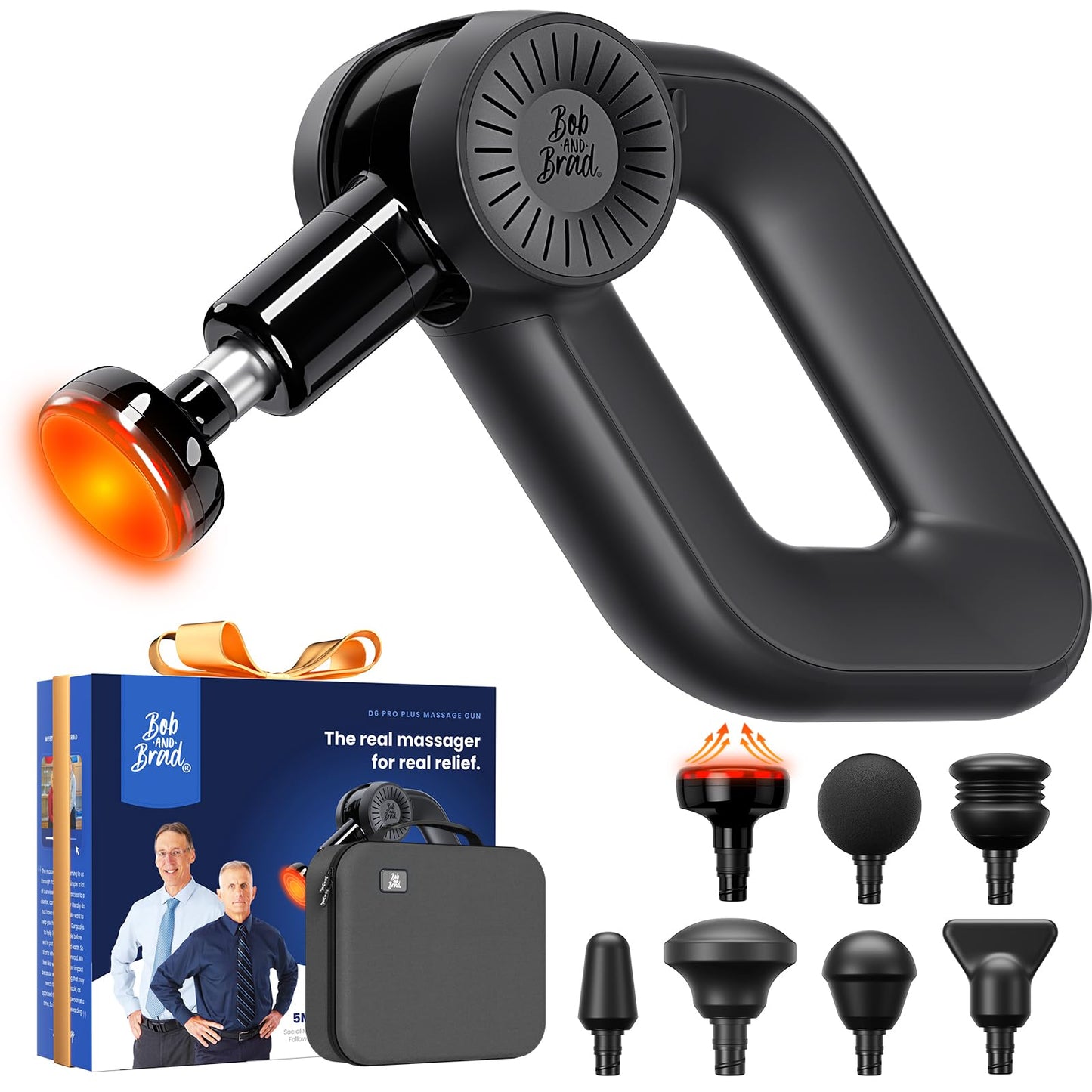 BOB AND BRAD D6 Pro Max+ Massage Gun with Heat and Cold, Powerful Deep Tissue Percussion Massager with 16mm Amplitude, Professional Muscle Massager Gun for Athletes, Quiet Electric Handheld Massager