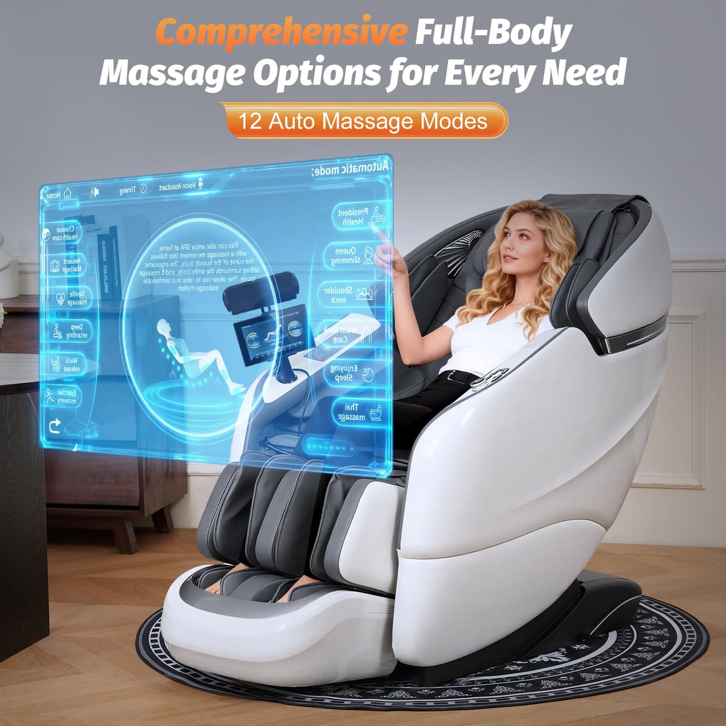 Massage Chair Full Body, 2026 Zero Gravity SL-Track Shiatsu Massage Chairs Recliner with AI Voice, LED Backlight Remote Control, Waist & Calf Heating, Phone Joystick and Holder, G6 Black