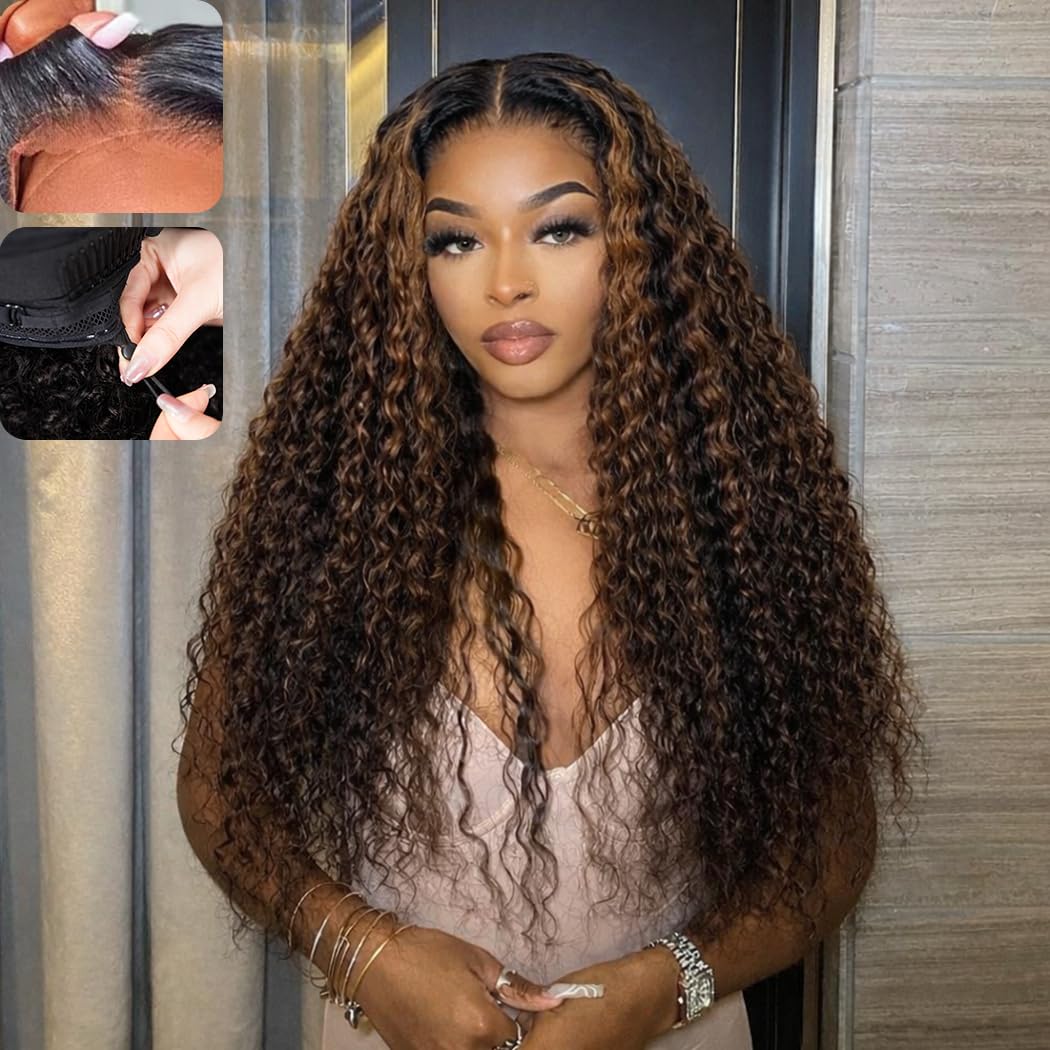 7X5 Deep Wave Wear And Go Glueless Wigs Human Hair Pre Plucked Pre Cut Hd Lace 210 Density Deep Wave Lace Front Wigs Human Hair 26 Inch Drawstring Curly Human Hair Wig For Women Beginner Friendly