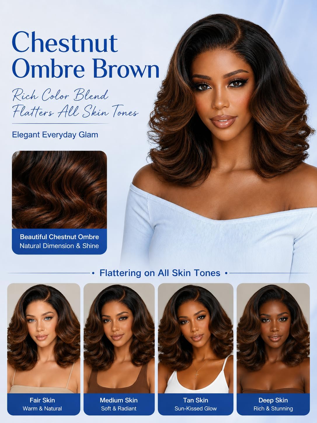 Nadula 13x4 HD Ombre Brown Wavy Bob Drawstring Wig Human Hair with Blonde Face Framing Layers Bangs,Pre Everything Glueless No Slip Wig Pre Plucked Ready to Wear Short Highlight Wavy Bob Wig 10inch