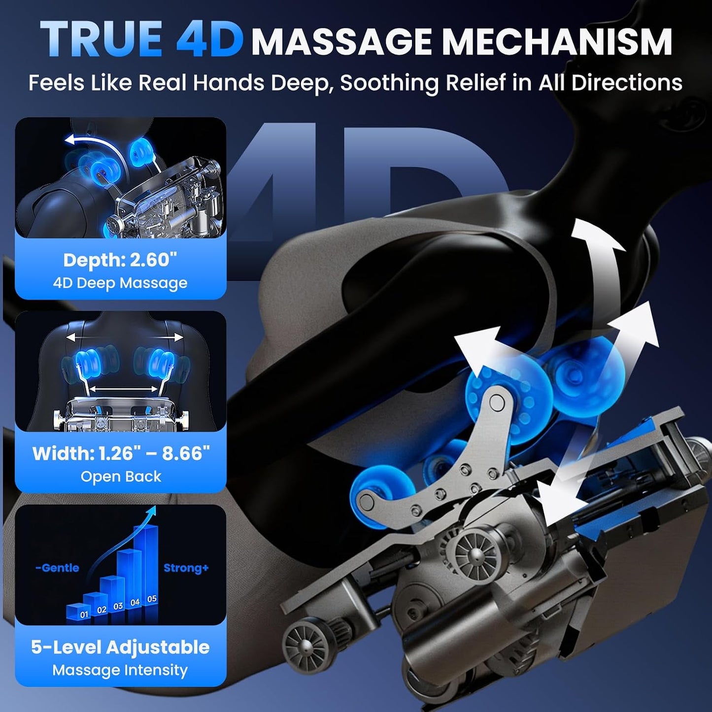 4D Massage Chair Full Body with Space Walk & Ankle Stretch, 2026 Zero Gravity 55“ SL-Track Shiatsu Massage Chair Recliner, Electric Calfrest Extension & Foot Rollers, AI Voice Control S002 Black