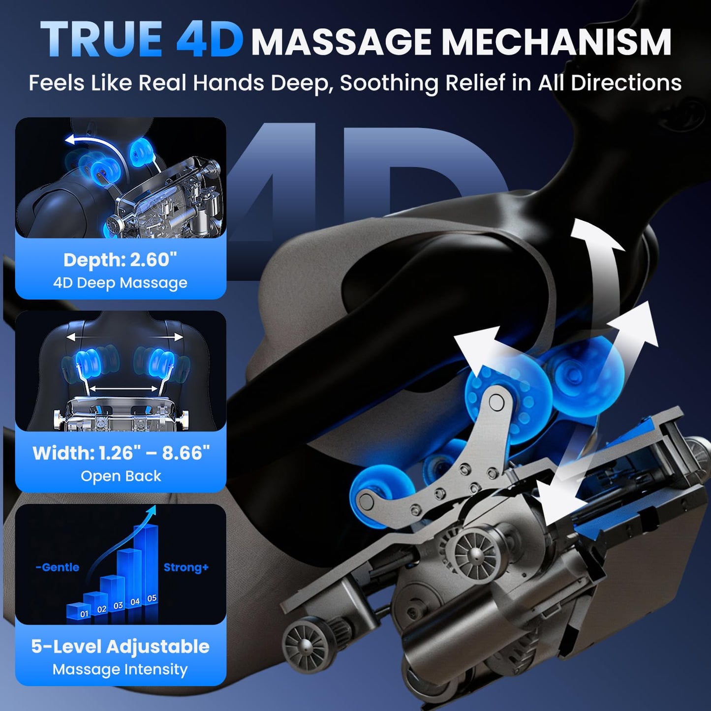 4D Massage Chair Full Body with Space Walk & Ankle Stretch, 2026 Zero Gravity 55“ SL-Track Shiatsu Massage Chair Recliner, Electric Calfrest Extension & Foot Rollers, AI Voice Control S002 Black