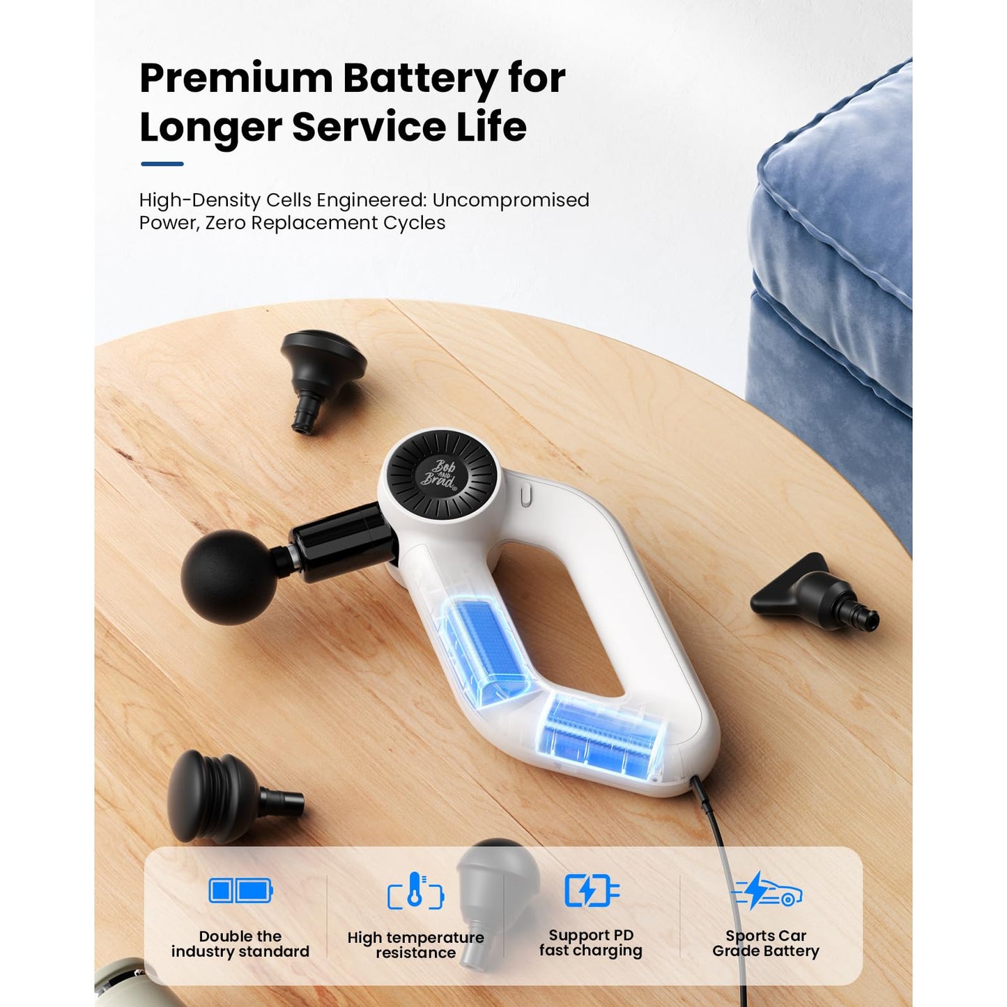 BOB AND BRAD D6 Pro Max+ Massage Gun with Heat and Cold, Powerful Deep Tissue Percussion Massager with 16mm Amplitude, Professional Muscle Massager Gun for Athletes, Quiet Electric Handheld Massager