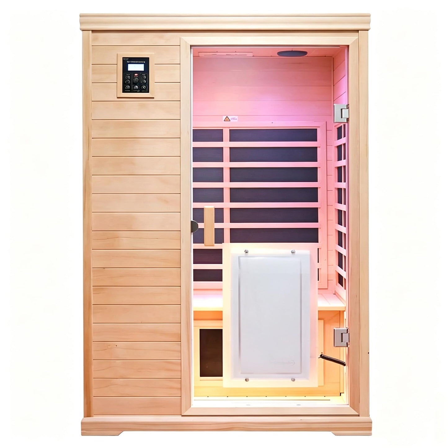 3 Person Infrared Sauna Ceramic Infrared Sauna w/Red Light Therapy | Far & Near Infrared Sauna Indoor, Low EMF Infrared Saunas for Home, Hemlock Deluxe Glass Home Sauna with Granite Backdrop