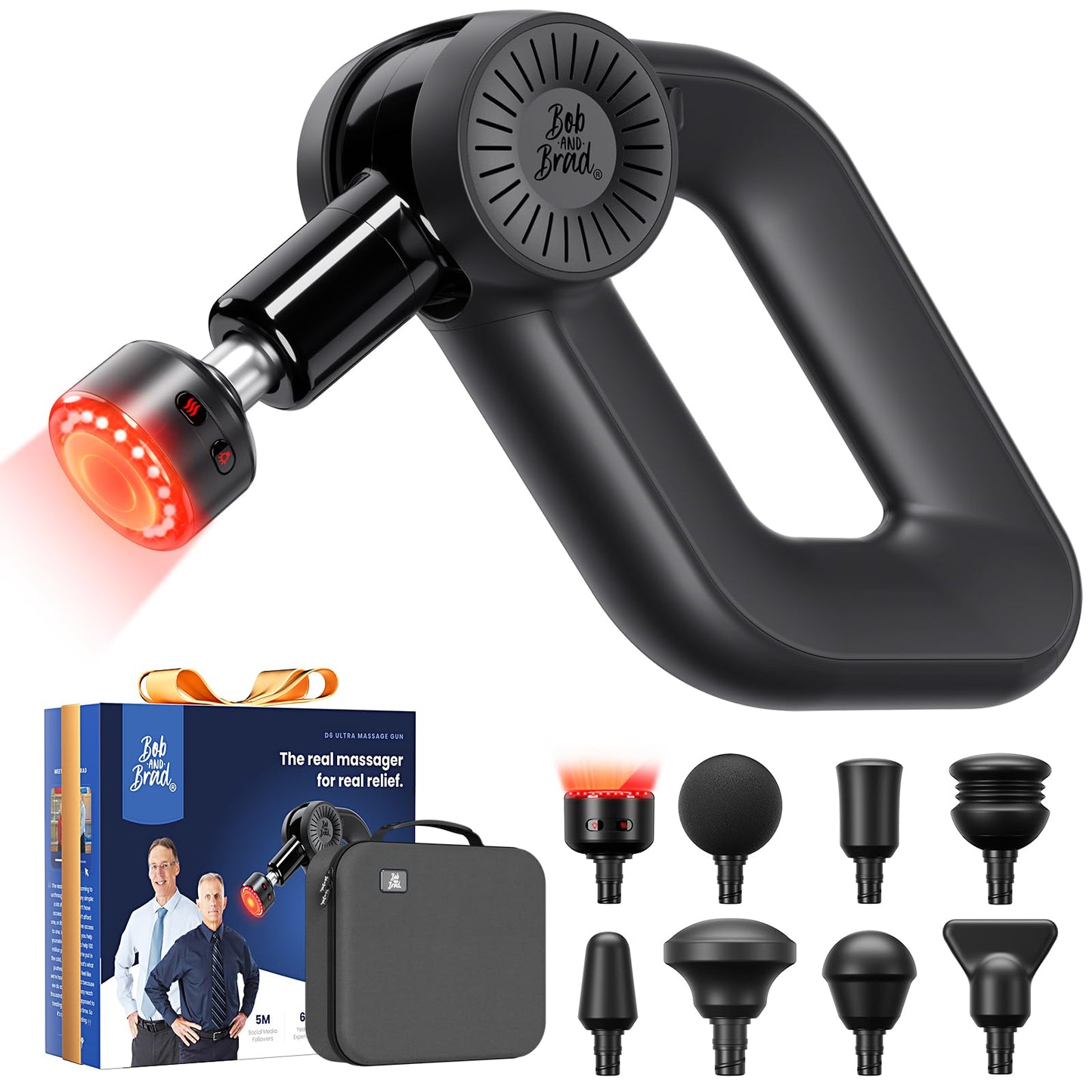 BOB AND BRAD D6 Pro Max+ Massage Gun with Heat and Cold, Powerful Deep Tissue Percussion Massager with 16mm Amplitude, Professional Muscle Massager Gun for Athletes, Quiet Electric Handheld Massager