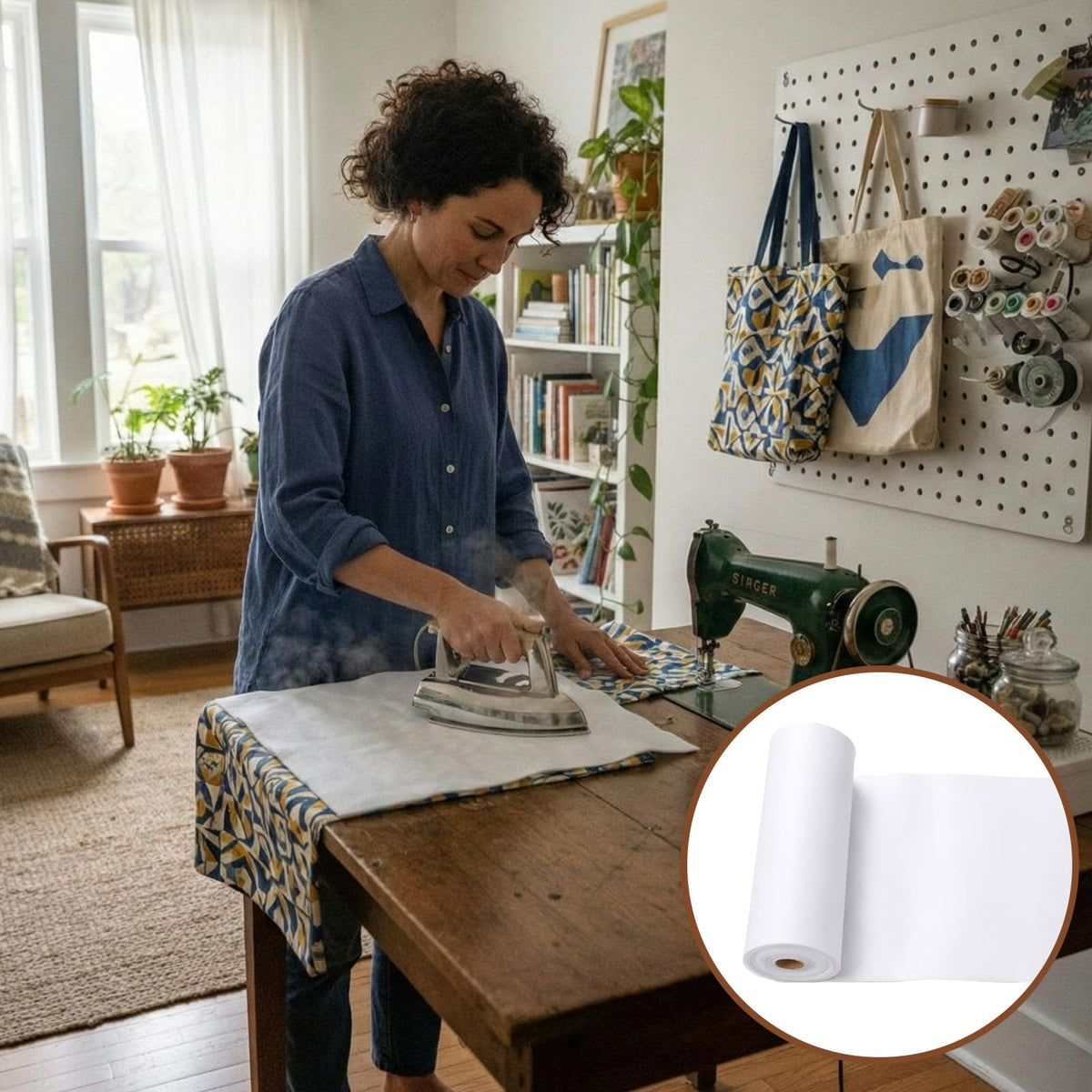 BrightRow Double Sided Foam Interfacing Stabilizer,White,14'' X 4.36 yd