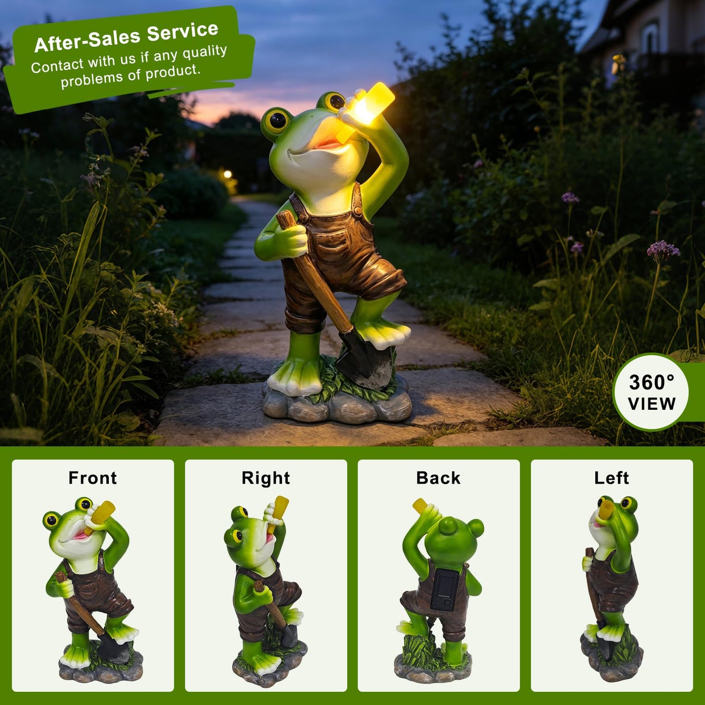 Solar Frog with Umbrella Statue - LED Solar Powered Garden Decor, Auto On/Off Waterproof Resin Outdoor Sculpture for Patio, Yard, Pond, Unique Gardening Gifts for Women & Mom