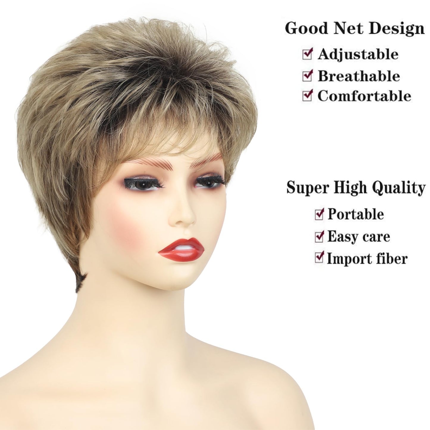 Women's Short Curly Silve Gray Wig Old Lady Hair | Fluffy Short Natual Wave Grey Hair Wigs for White Women Grandma Synthetic Daily Halloween Cosplay Party Wig Easy Care