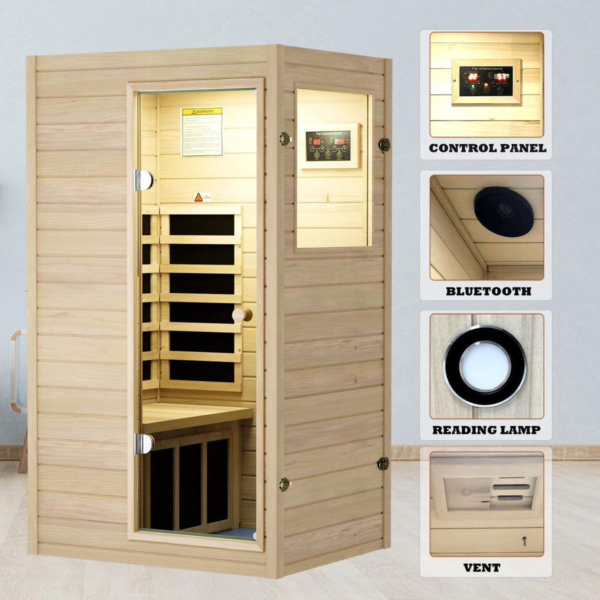 LTCCDSS Ultra-Low EMF Outdoor Infrared Sauna 2 Person, Composite Wood Far Infrared Sauna for Home, EMF 0.1-1mG, Bluetooth & Chromotherapy