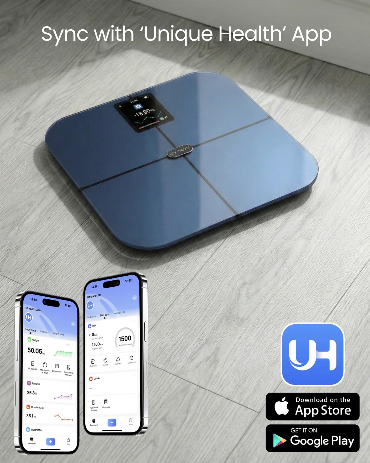 Smart Scale for Body Weight, BMI, Body Fat, Muscle Mass, 11" Large Digital Bathroom Scale, 12 Body Composition Analysis, Sync App, Bluetooth, LED Display, 400 lbs - Nexa 1 - Restful Hideout