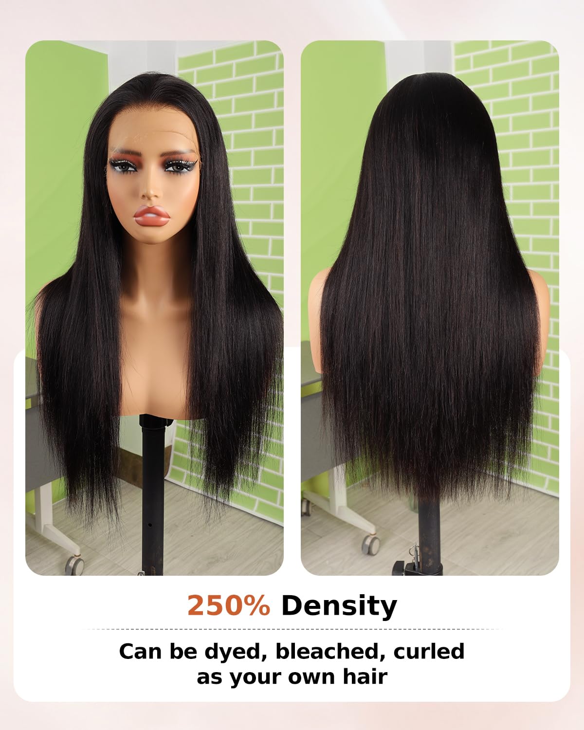 BEEOS 360 Drawstring SKINLIKE Real HD Lace Frontal Wig Straight 30 Inch | 250% Density Remy Human Hair Wig for Women,Pre-Plucked Natural Hairline,Bleached Knots,Perfect for High Ponytail and Updo Bun