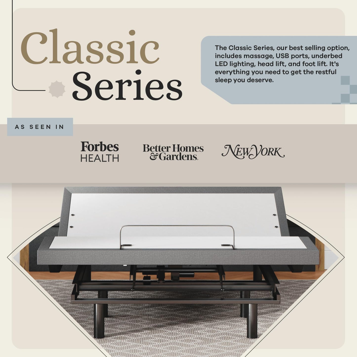 Sven & Son Classic Adjustable Bed Base, Head and Foot Lift, Massage, Under-Bed Lights, USB, Gel Memory, Zero Gravity Smart Frame - Full + 10 inch Memory Foam Matt (Firm)