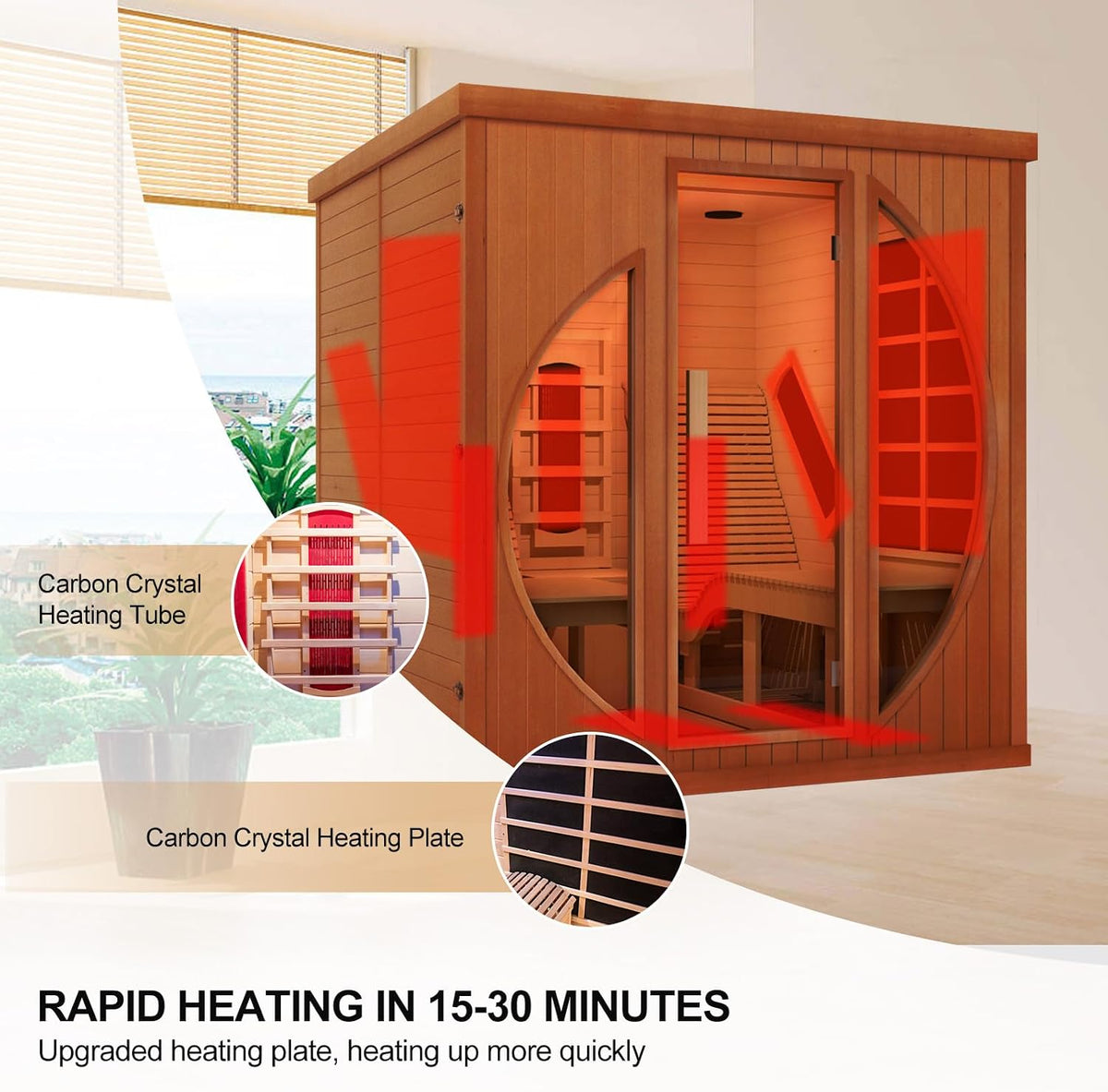 2 Person Infrared Saunas for Home with Recliner, 220V Traditional Sauna for Indoor Use, Canadian Ceder, Full Spectrum Sauna with 9 Heating Panels (Cedar)