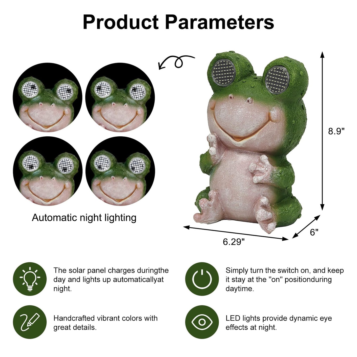 Solar Frog with Umbrella Statue - LED Solar Powered Garden Decor, Auto On/Off Waterproof Resin Outdoor Sculpture for Patio, Yard, Pond, Unique Gardening Gifts for Women & Mom