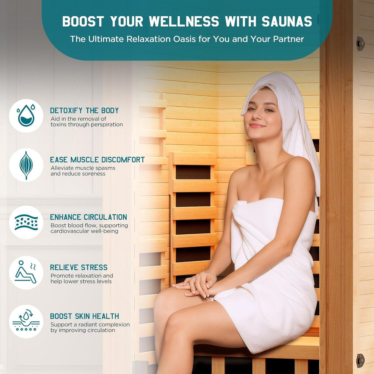 Albott 4 Person Infrared Sauna with 7-Color Light Therapy, Low EMF 2145W