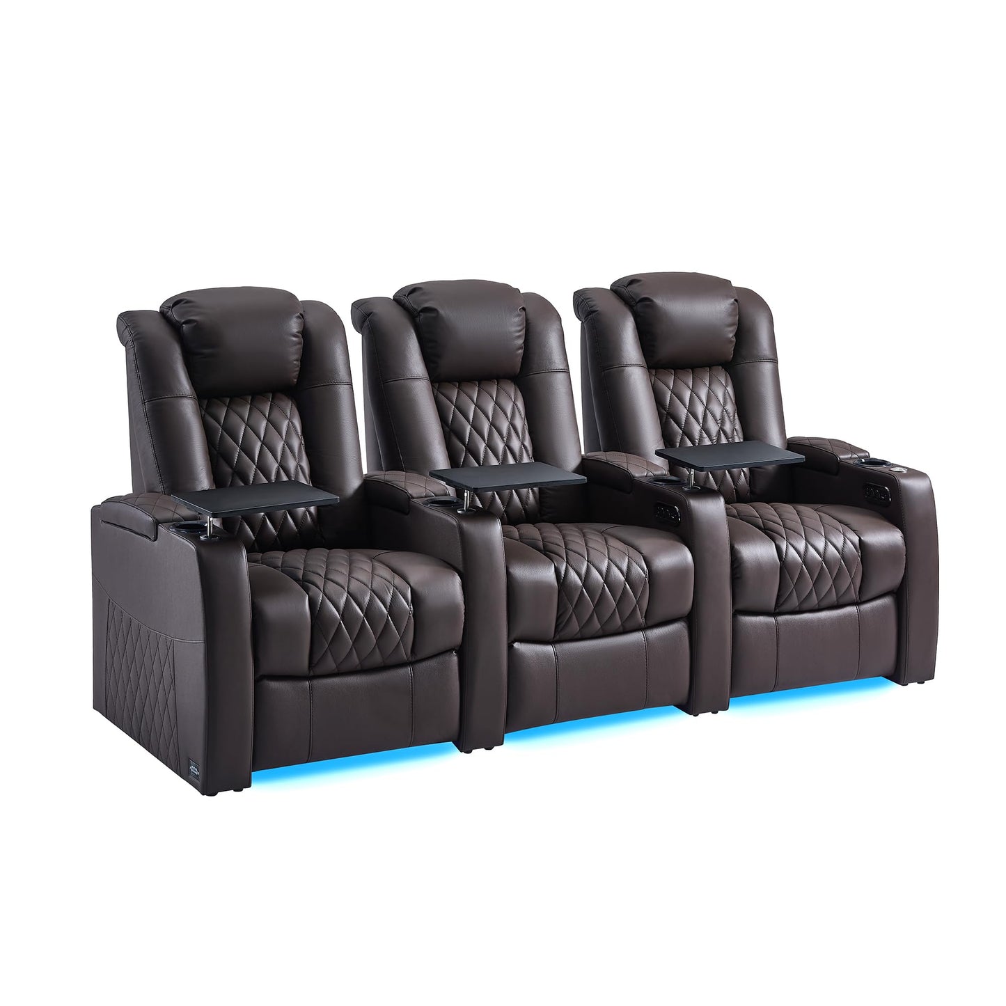 comfiroom Top-Grain Leather Home Theater Seating, Dual-Motor Power Recliner | Classic Series Black Zero Gravity Motorized Theater Chair with USB-C Charging, Adjustable Headrest, Tray Table, Row of 1