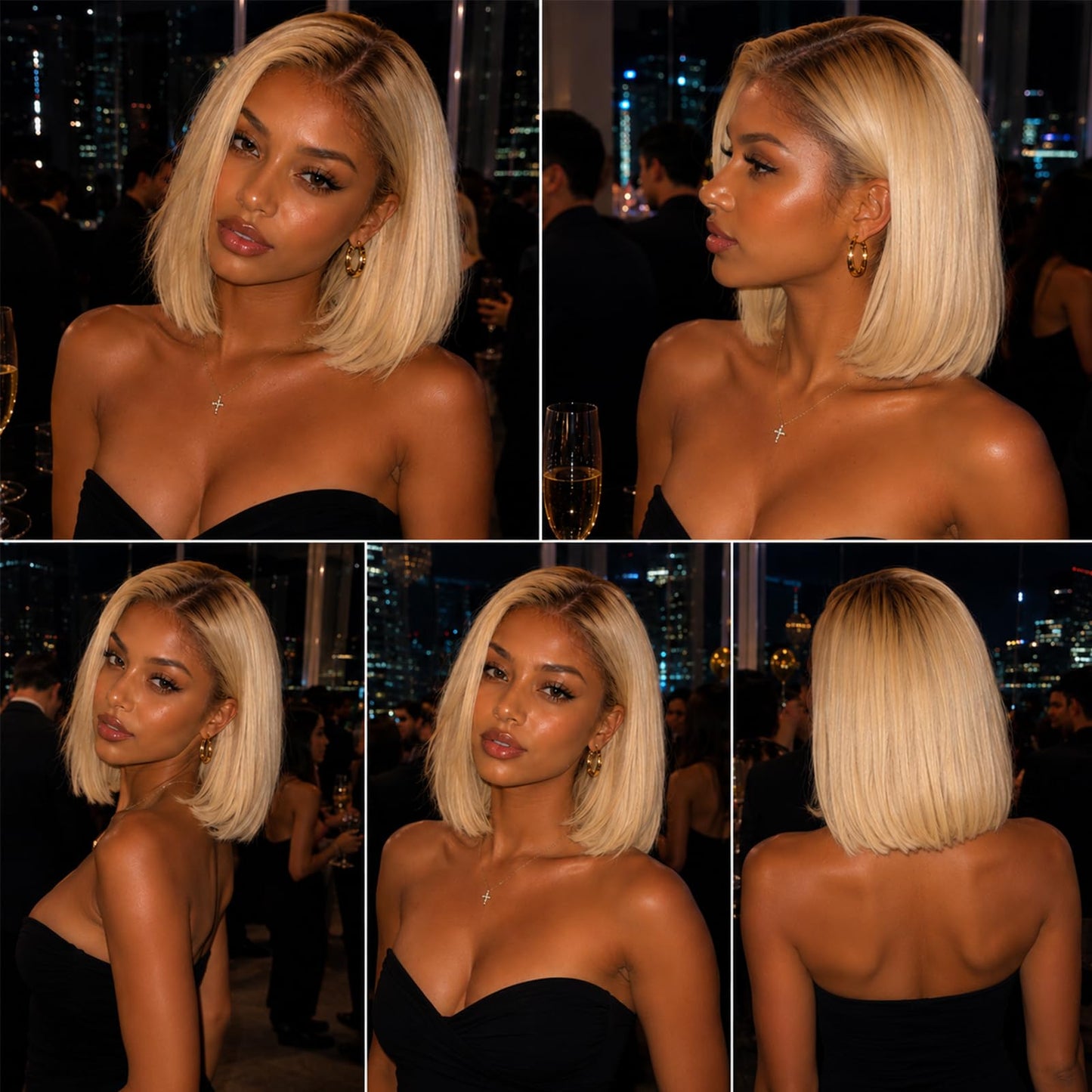 Ash Blonde Wig Human Hair 13x4 Glueless Lace Front Bob Wig 12" | 220% Density Double Drawn 15A Remy Brazilian Human Hair Wig Soft & Full Wear Go HD Pre cut Lace Pre plucked Natural Hairline