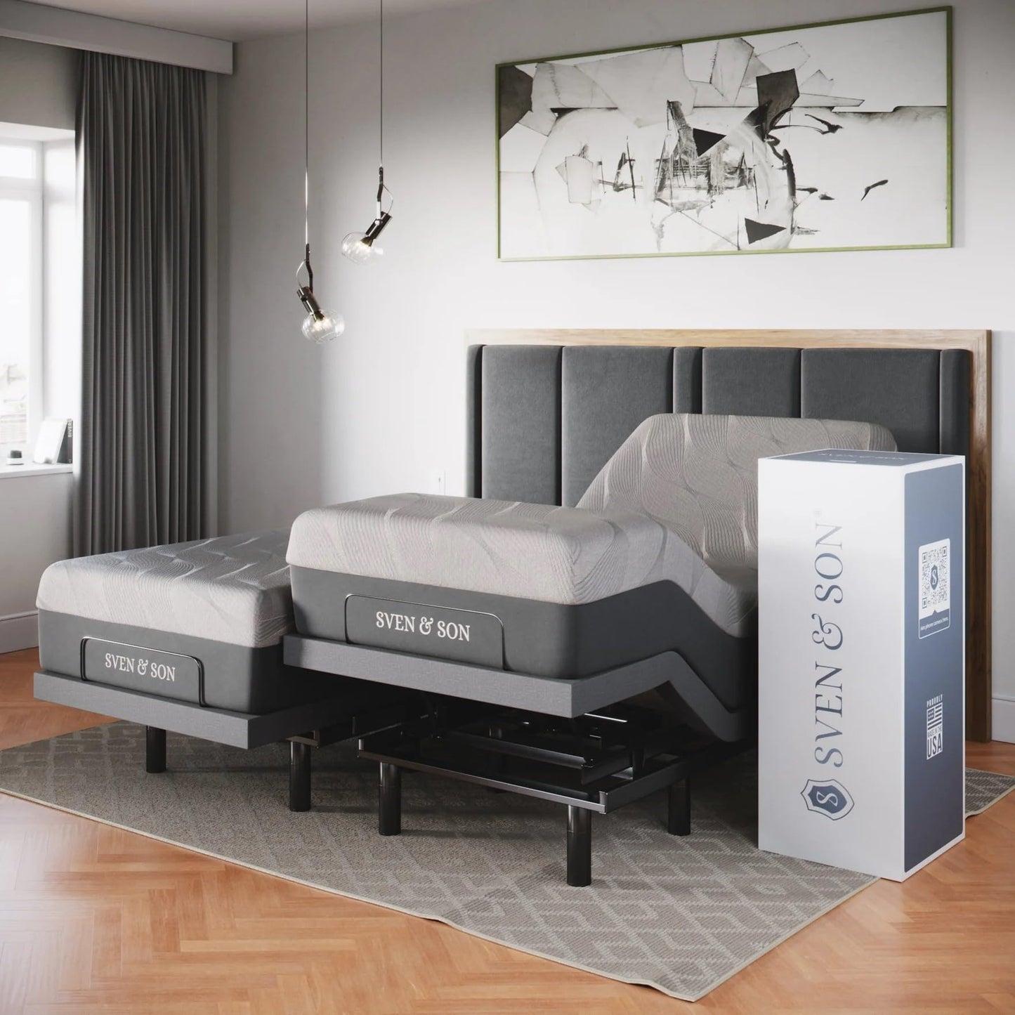 Sven & Son Classic Adjustable Bed Base, Head and Foot Lift, Massage, Under-Bed Lights, USB, Gel Memory, Zero Gravity Smart Frame - Full + 10 inch Memory Foam Matt (Firm)