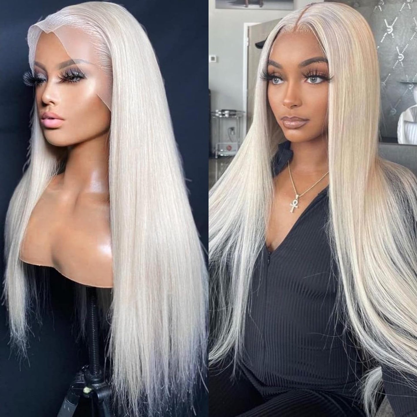 Ash Blonde Wig Human Hair 13x4 Glueless Lace Front Bob Wig 12" | 220% Density Double Drawn 15A Remy Brazilian Human Hair Wig Soft & Full Wear Go HD Pre cut Lace Pre plucked Natural Hairline