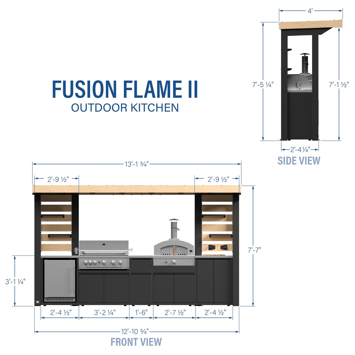 Backyard Discovery Fusion Flame Galvanized Steel Covered Outdoor Kitchen with 5-Burner Stainless, Grill, Refrigerator, Countertop, Storage, and, Roof for All-Season Outdoor Cooking, electric