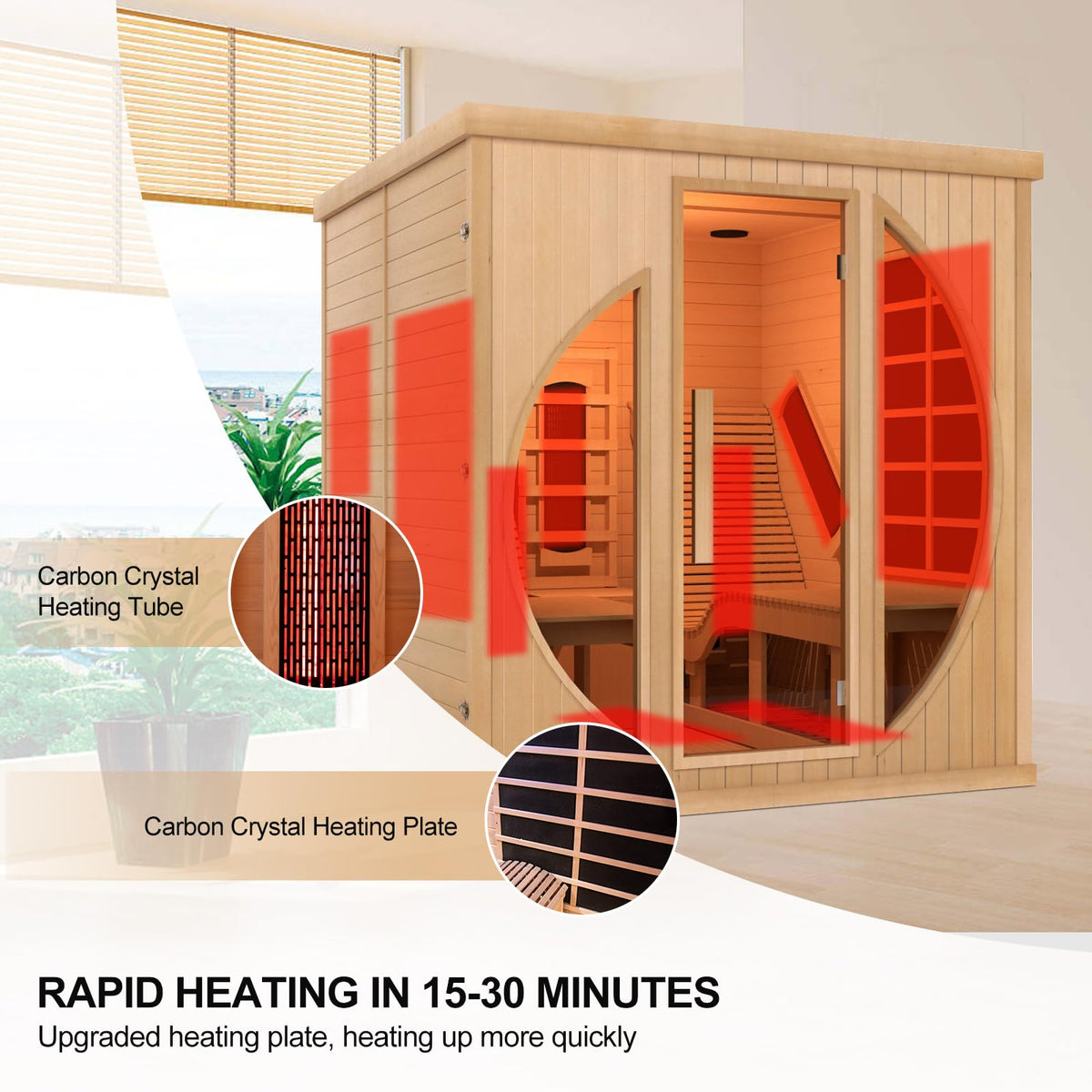 2 Person Infrared Saunas for Home with Recliner, 220V Traditional Sauna for Indoor Use, Canadian Ceder, Full Spectrum Sauna with 9 Heating Panels (Cedar)