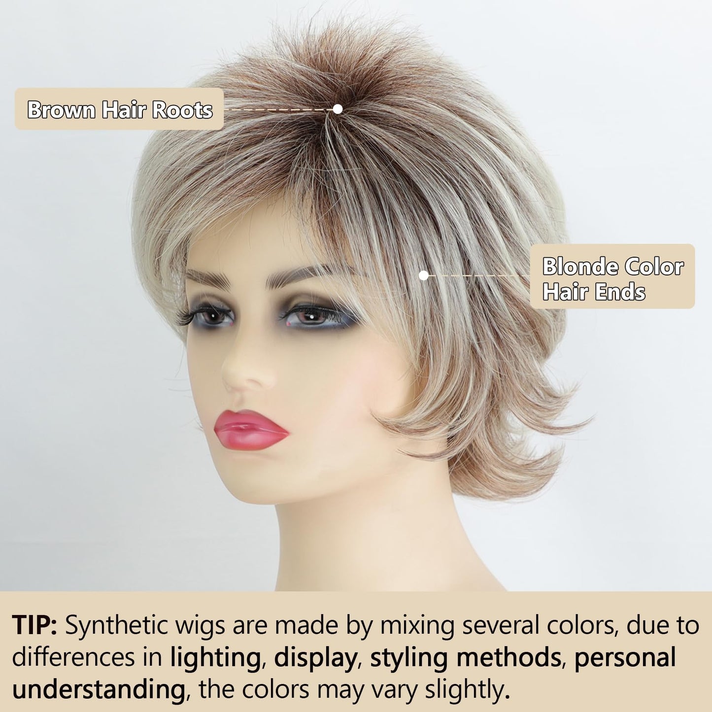 TISHINING Short Grey Curly Wigs for White Women Layered Silver Gray Pixie Cut Synthetic Full Wig with Bangs Natural Looking Daily Party Wigs for Older Women