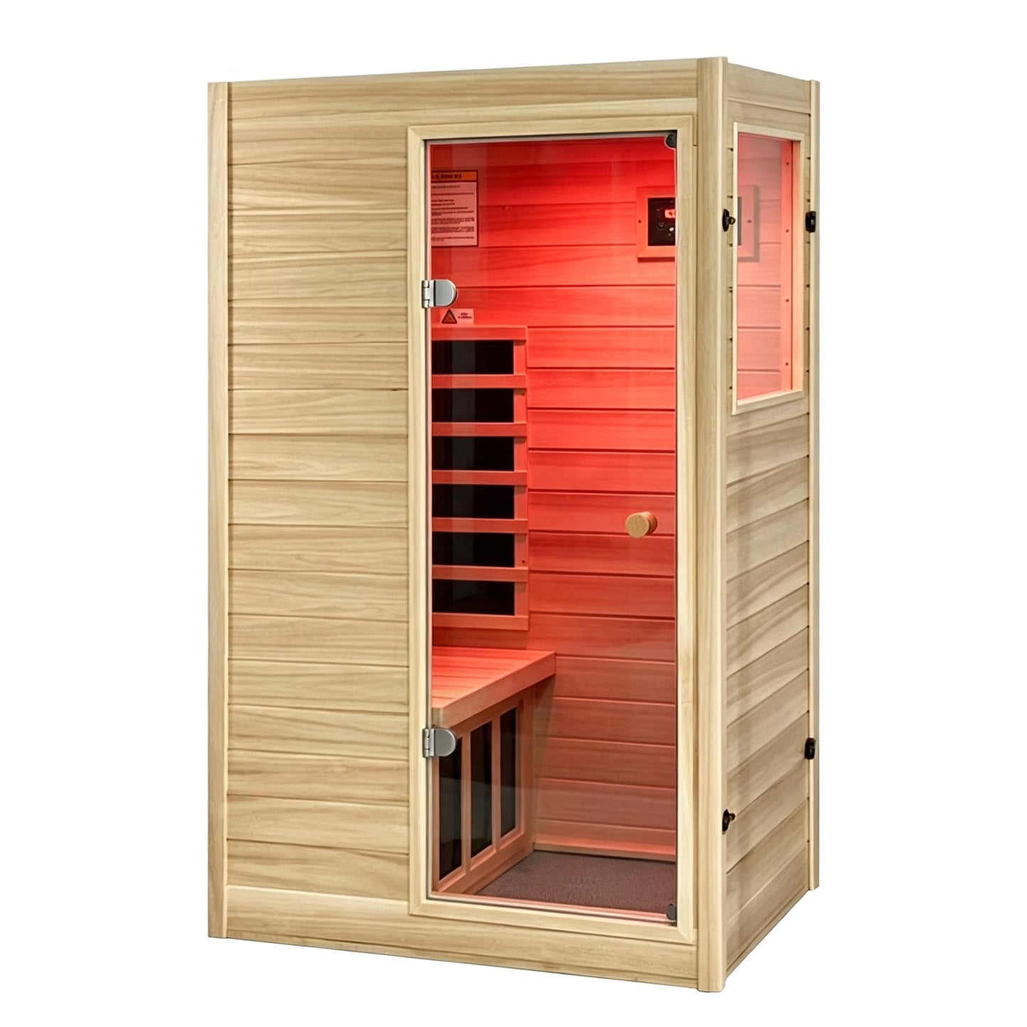 3 Person Infrared Sauna Ceramic Infrared Sauna w/Red Light Therapy | Far & Near Infrared Sauna Indoor, Low EMF Infrared Saunas for Home, Hemlock Deluxe Glass Home Sauna with Granite Backdrop