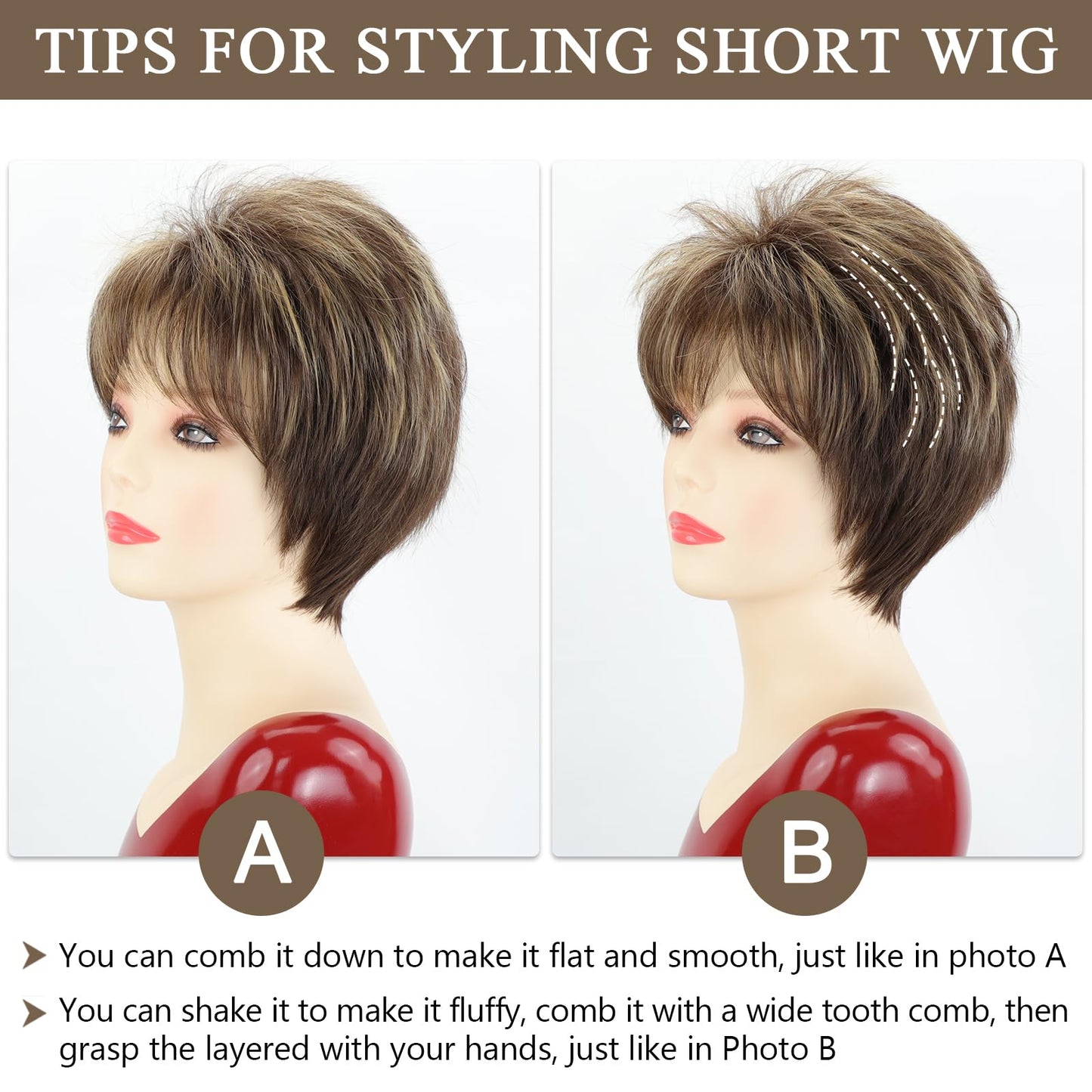 TISHINING Short Grey Curly Wigs for White Women Layered Silver Gray Pixie Cut Synthetic Full Wig with Bangs Natural Looking Daily Party Wigs for Older Women