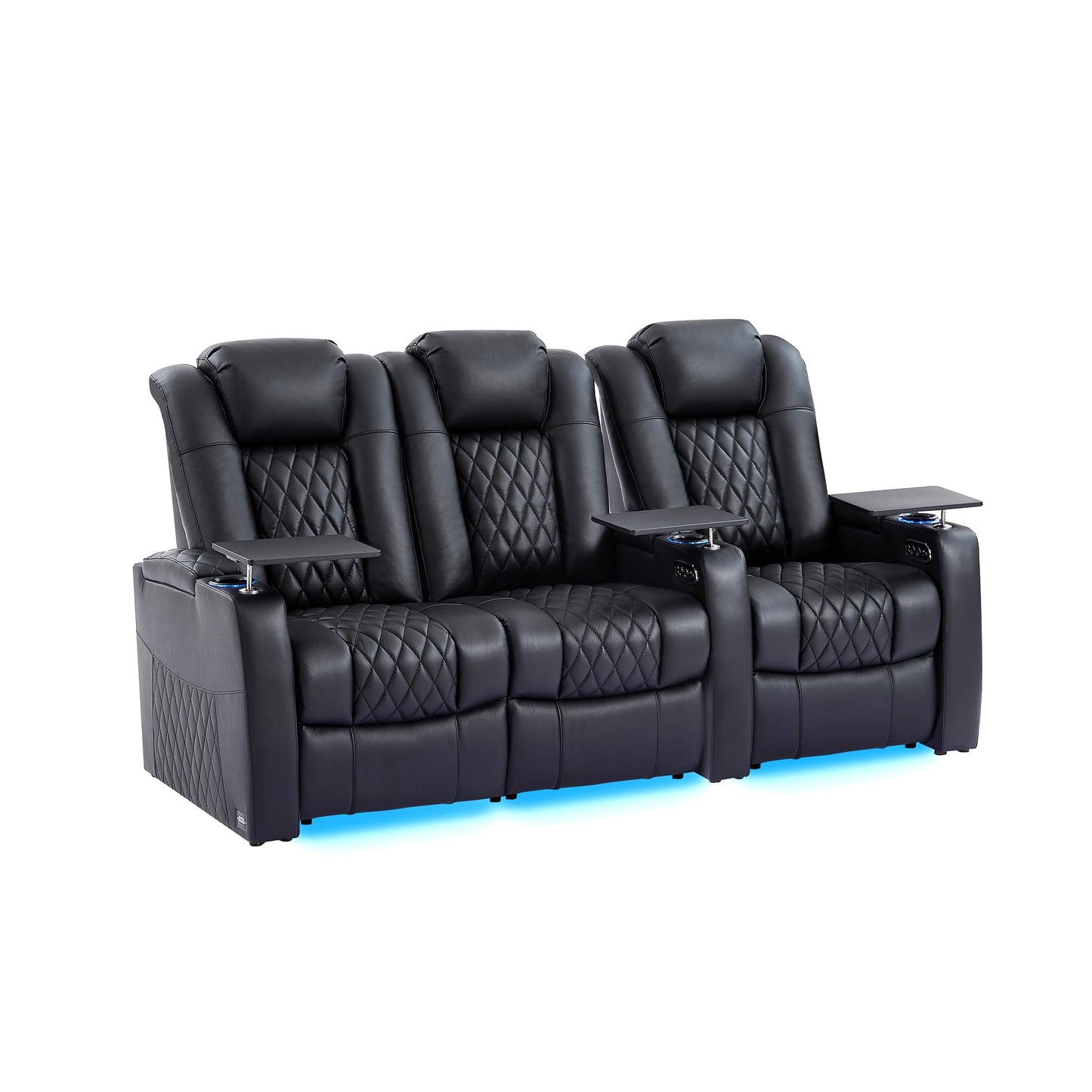 comfiroom Top-Grain Leather Home Theater Seating, Dual-Motor Power Recliner | Classic Series Black Zero Gravity Motorized Theater Chair with USB-C Charging, Adjustable Headrest, Tray Table, Row of 1