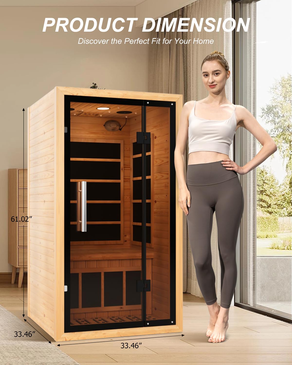 2 Person Infrared Saunas for Home with Recliner, 220V Traditional Sauna for Indoor Use, Canadian Ceder, Full Spectrum Sauna with 9 Heating Panels (Cedar)