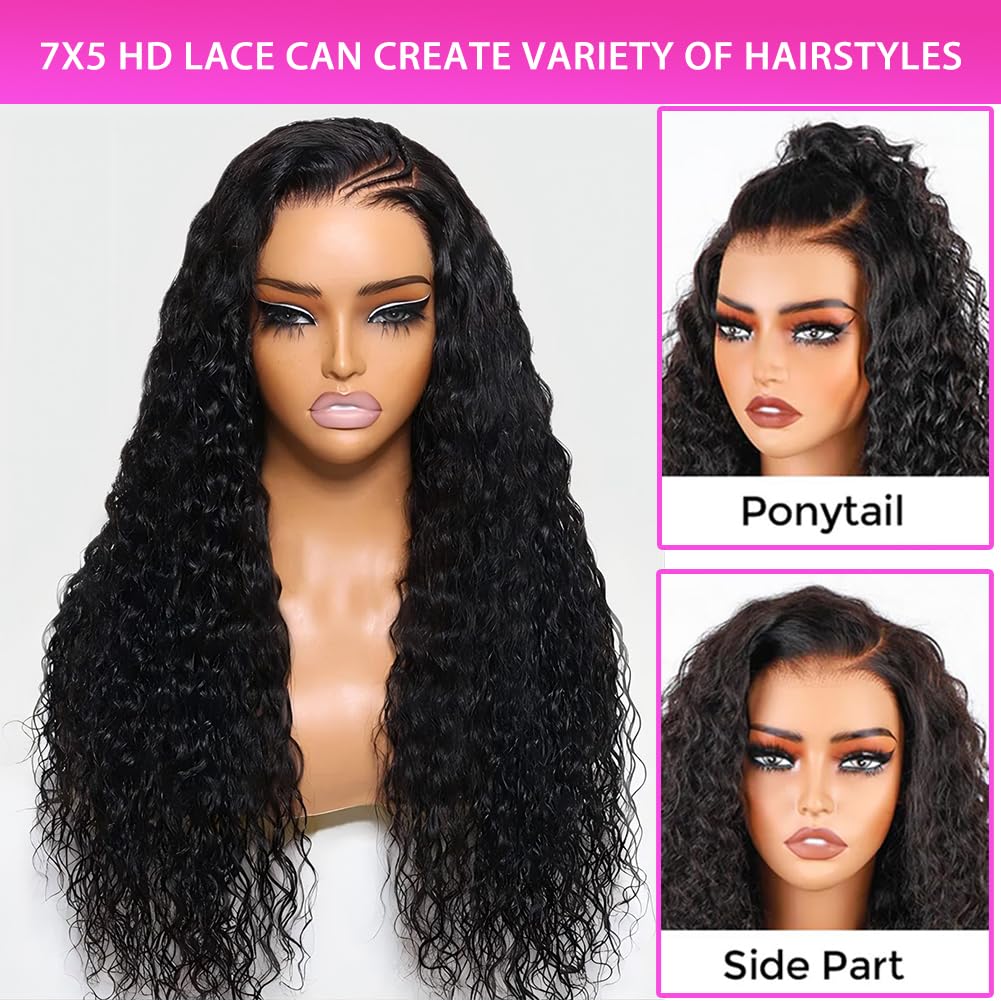 14 Inch Highlight Blonde Wear and Go Glueless Curly Bob Wig Human Hair Pre Plucked, Glueless Pre cut HD Lace Front Wigs Human Hair,Water Wave No Glue wigs, Natural Hairline for Women 200% Density