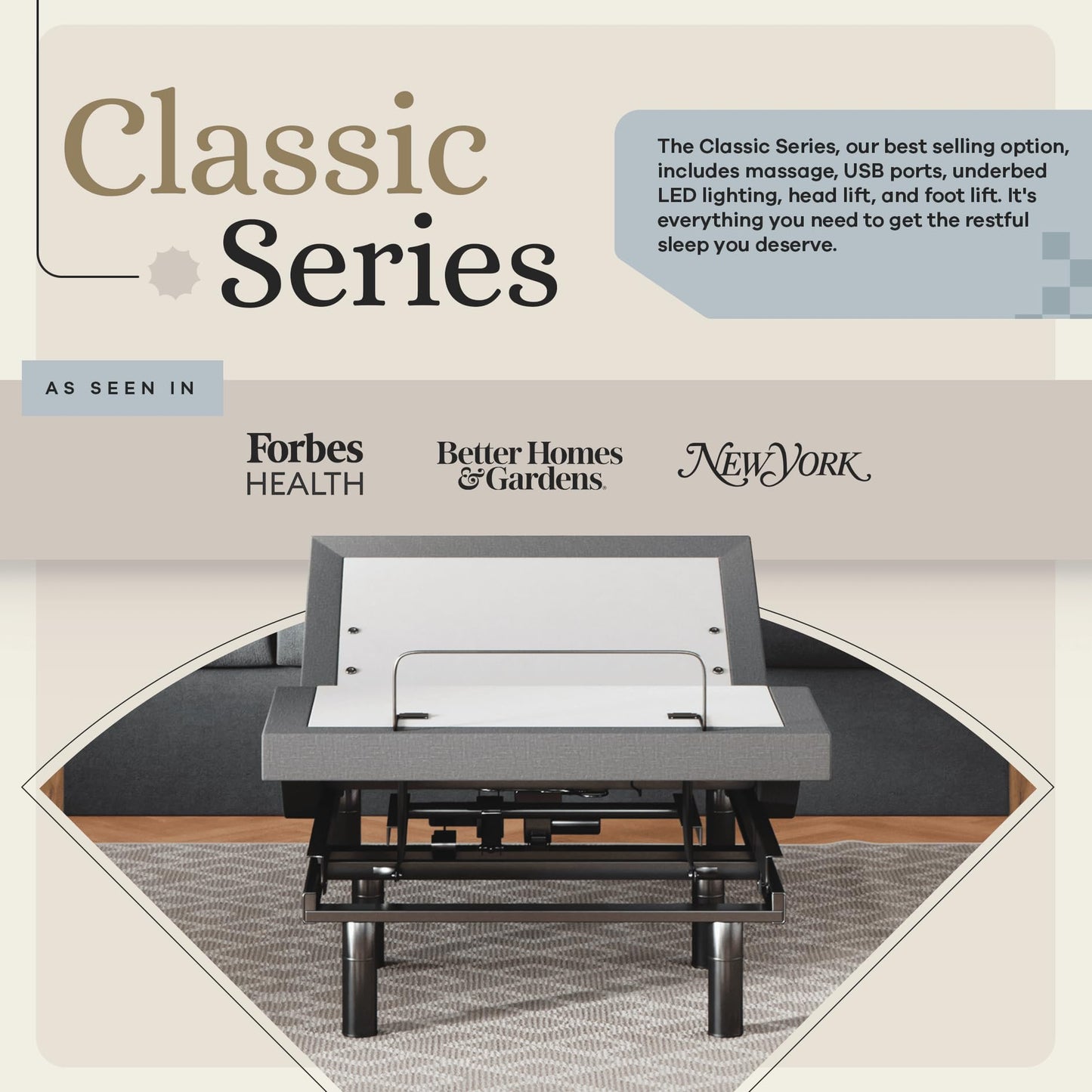 Sven & Son Classic Adjustable Bed Base, Head and Foot Lift, Massage, Under-Bed Lights, USB, Gel Memory, Zero Gravity Smart Frame - Full + 10 inch Memory Foam Matt (Firm)