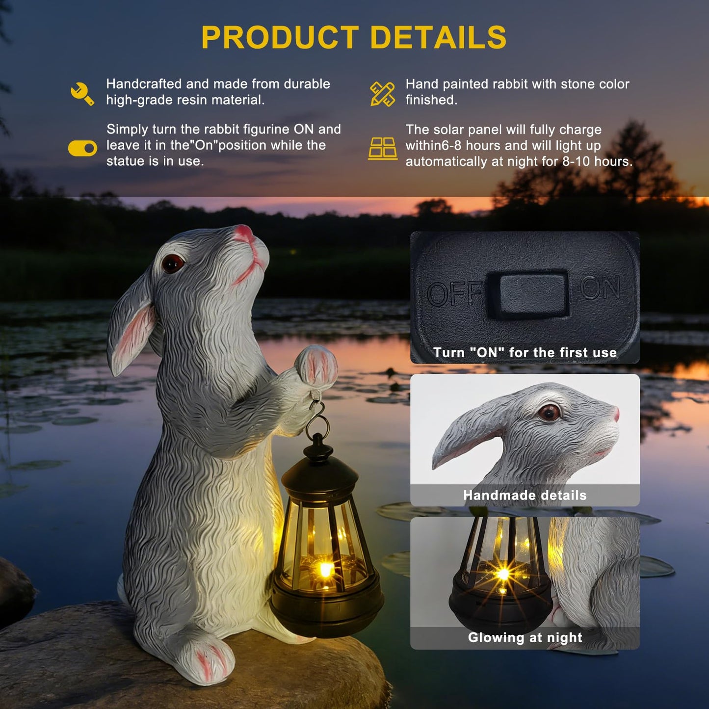 Solar Frog with Umbrella Statue - LED Solar Powered Garden Decor, Auto On/Off Waterproof Resin Outdoor Sculpture for Patio, Yard, Pond, Unique Gardening Gifts for Women & Mom