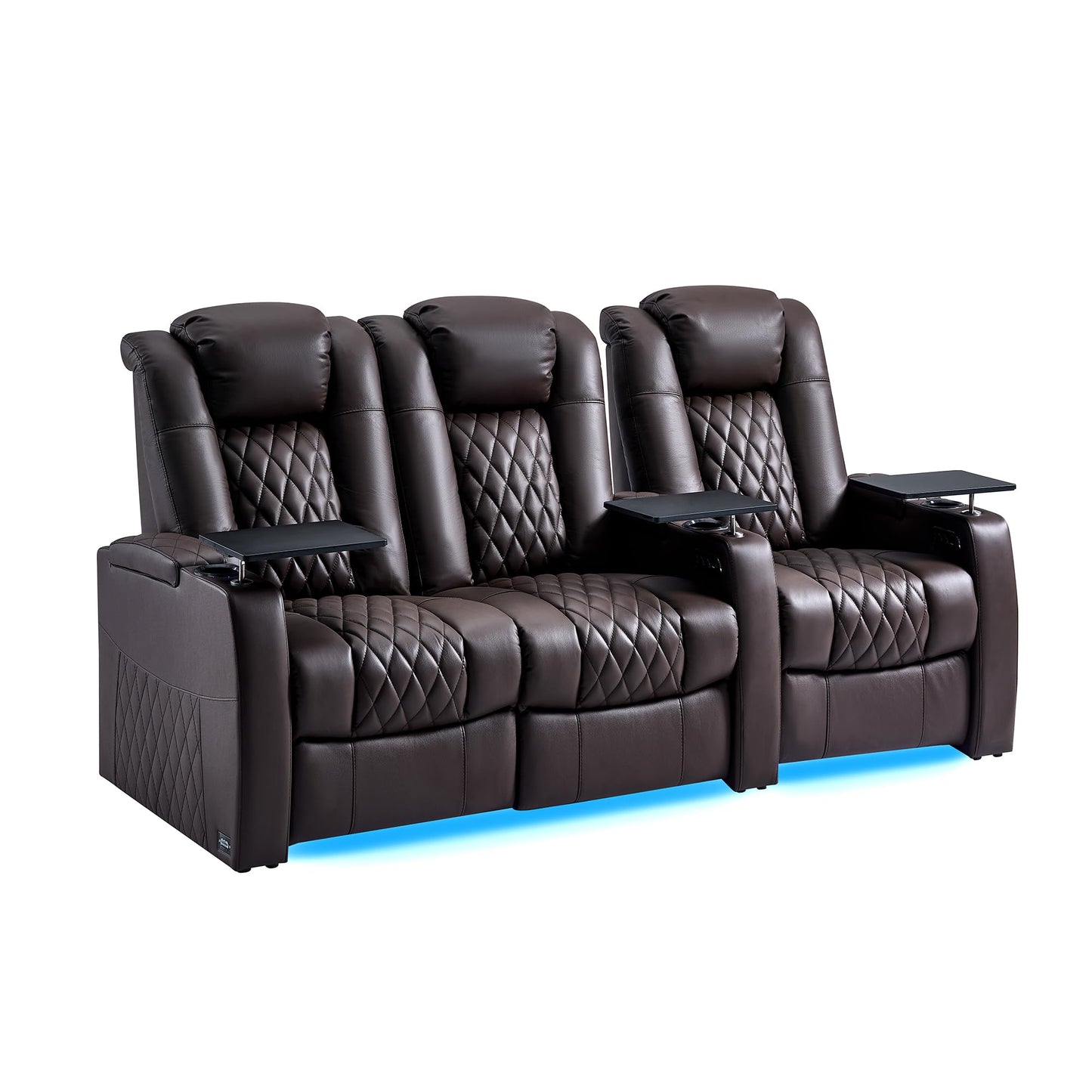comfiroom Top-Grain Leather Home Theater Seating, Dual-Motor Power Recliner | Classic Series Black Zero Gravity Motorized Theater Chair with USB-C Charging, Adjustable Headrest, Tray Table, Row of 1