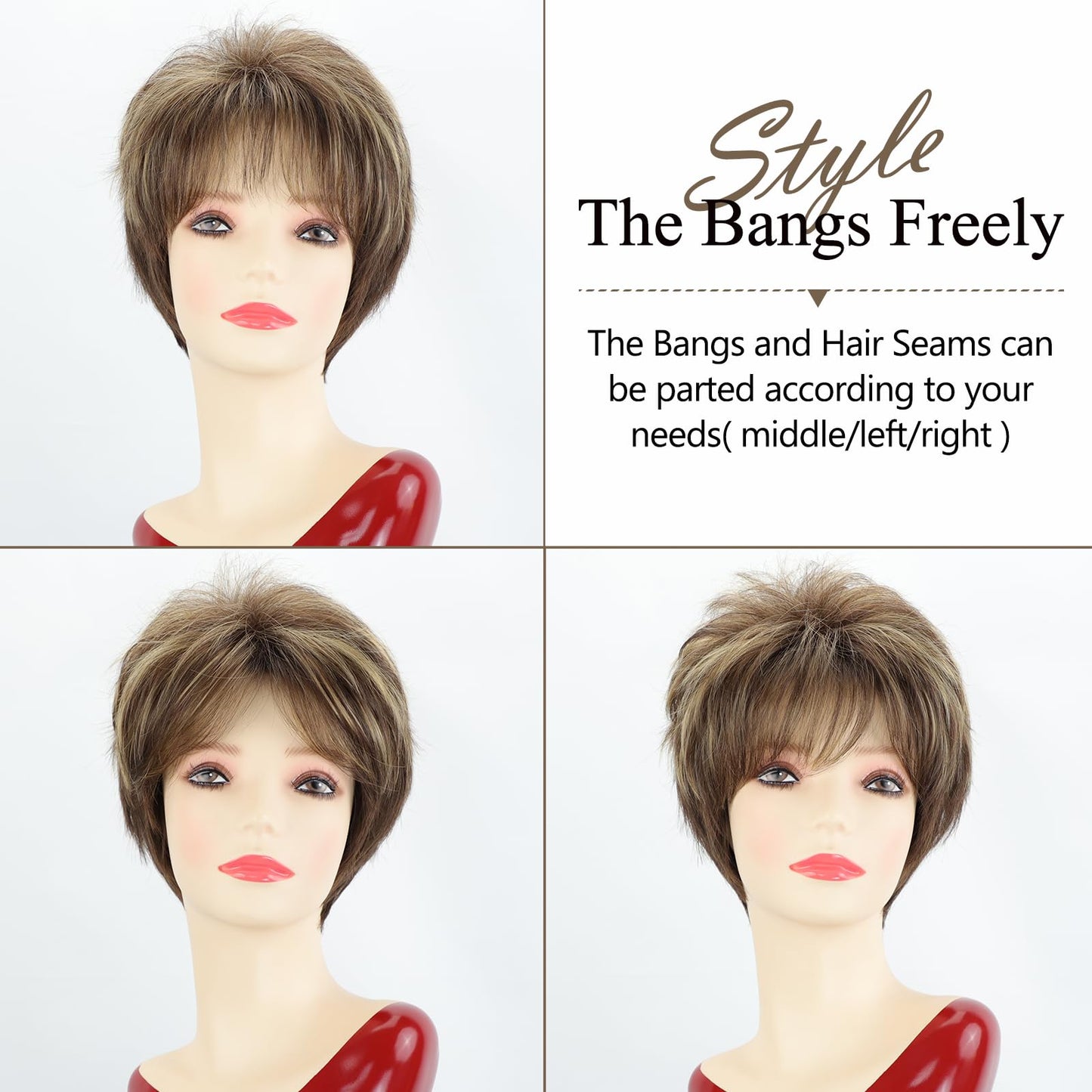 TISHINING Short Grey Curly Wigs for White Women Layered Silver Gray Pixie Cut Synthetic Full Wig with Bangs Natural Looking Daily Party Wigs for Older Women