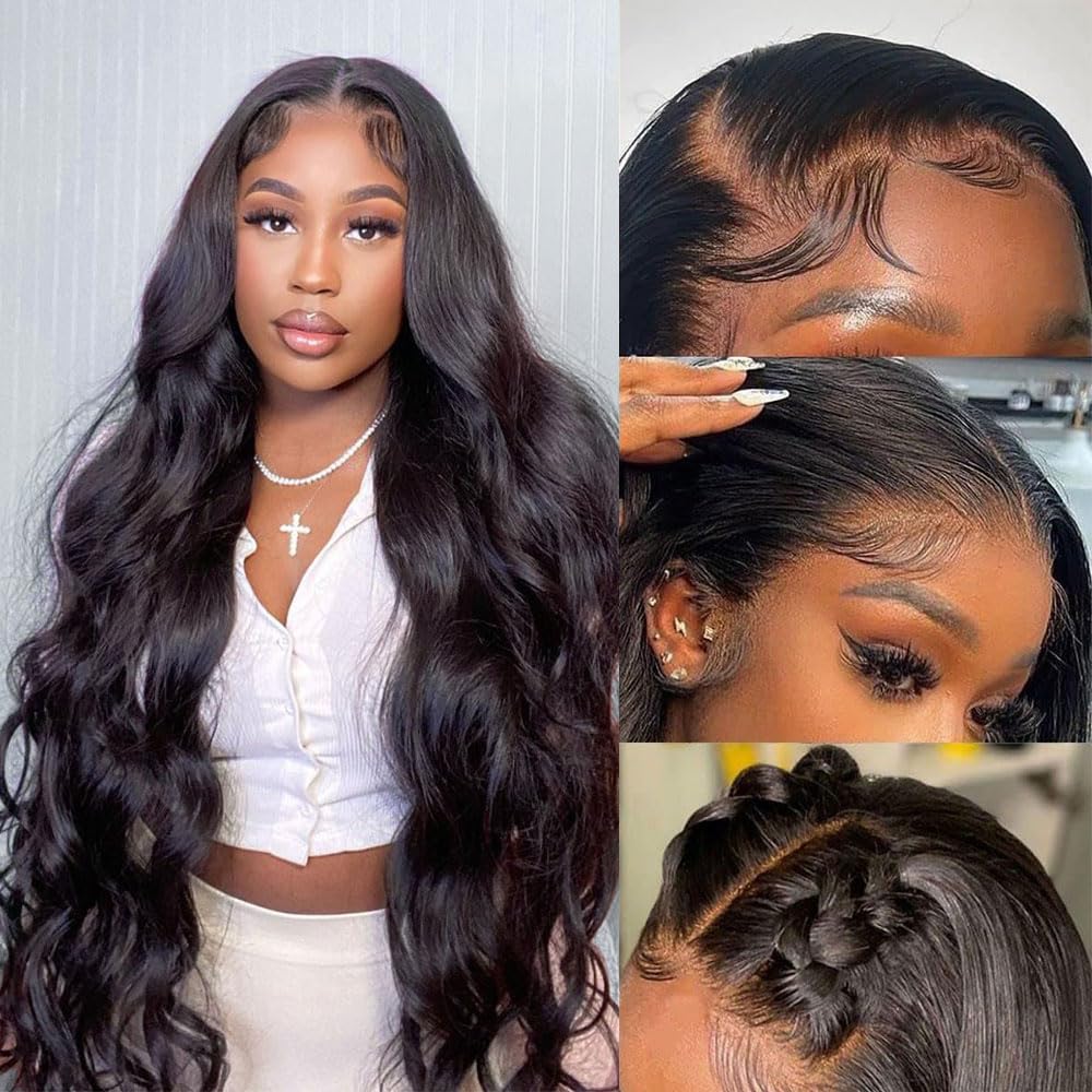 miear 360 Drawstring Lace Front Wigs Human Hair 4/27 Highlight Ombre Wig | 360 HD Full Lace Frontal Wig Body Wave Lace Front Wig Pre Plucked for Black Women 180% Density Honey Blonde Color 28inch
